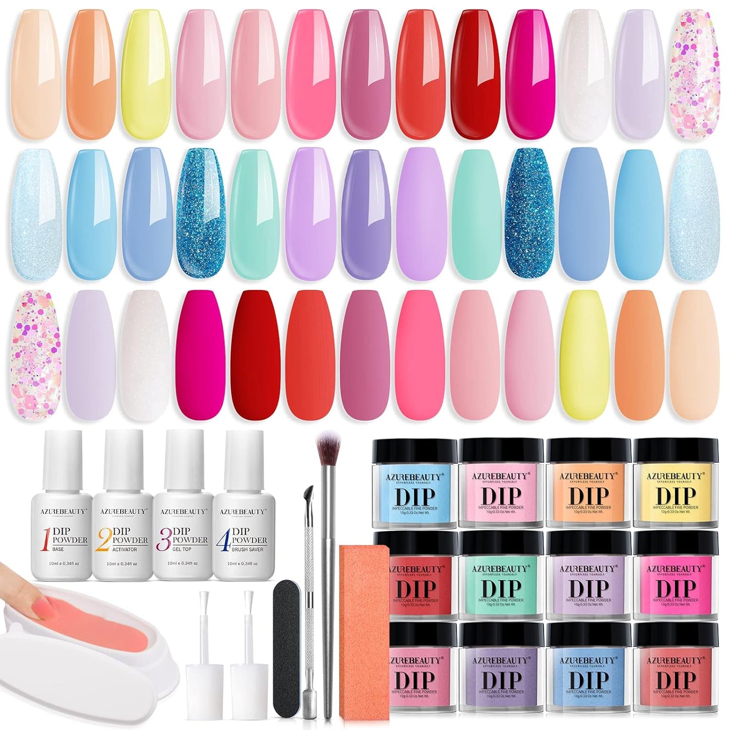 31 Pcs Dip Powder Nail Kit 20 Colors Glitter Nude Brown Pink White Gray Dip Powder Liquid Set with Top/Base Coat Activator for French Nails Art Manicure DIY Salon Women Valentine'S Gift