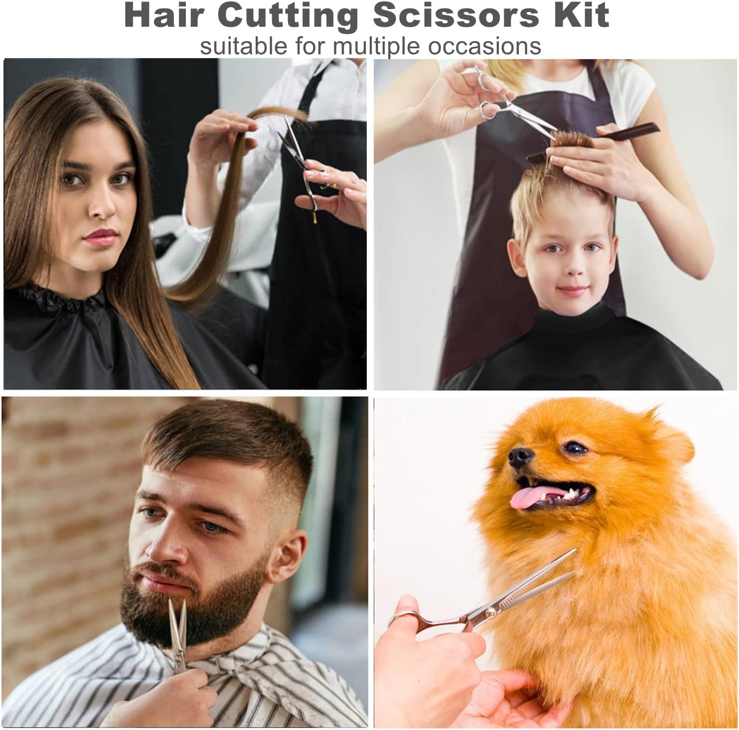 Hair Cutting Scissors Kit,11 Pcs Professional Haircut Scissors Kit with Cutting Scissors,Thinning Scissors,Neck Duster Brush,Comb,Barber Cape,Hair Clips,Hairdressing Shears Set for Barber and Home