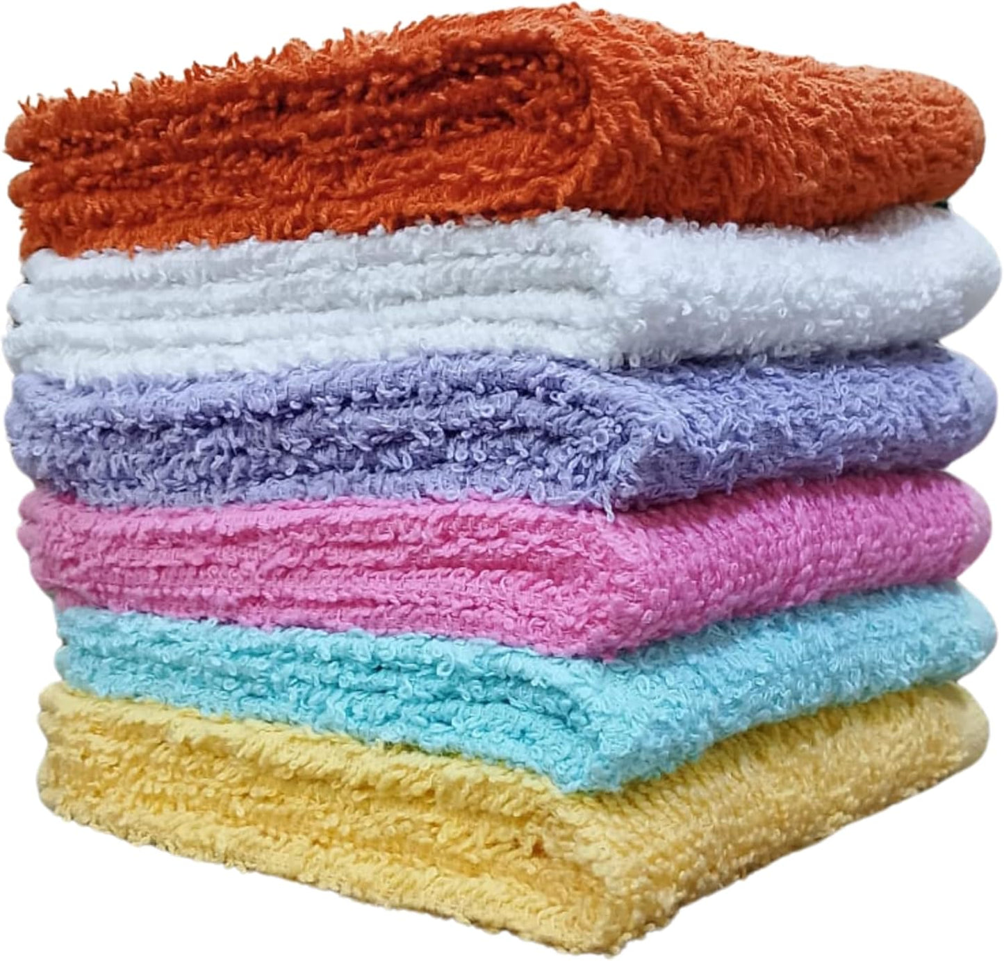 Towel and Linen Mart 100% Cotton - 24 Pack Wash Cloth Set - Flannel Face Cloths, Highly Absorbent and Soft Feel Fingertip Towels (Multi, Pack of 24)