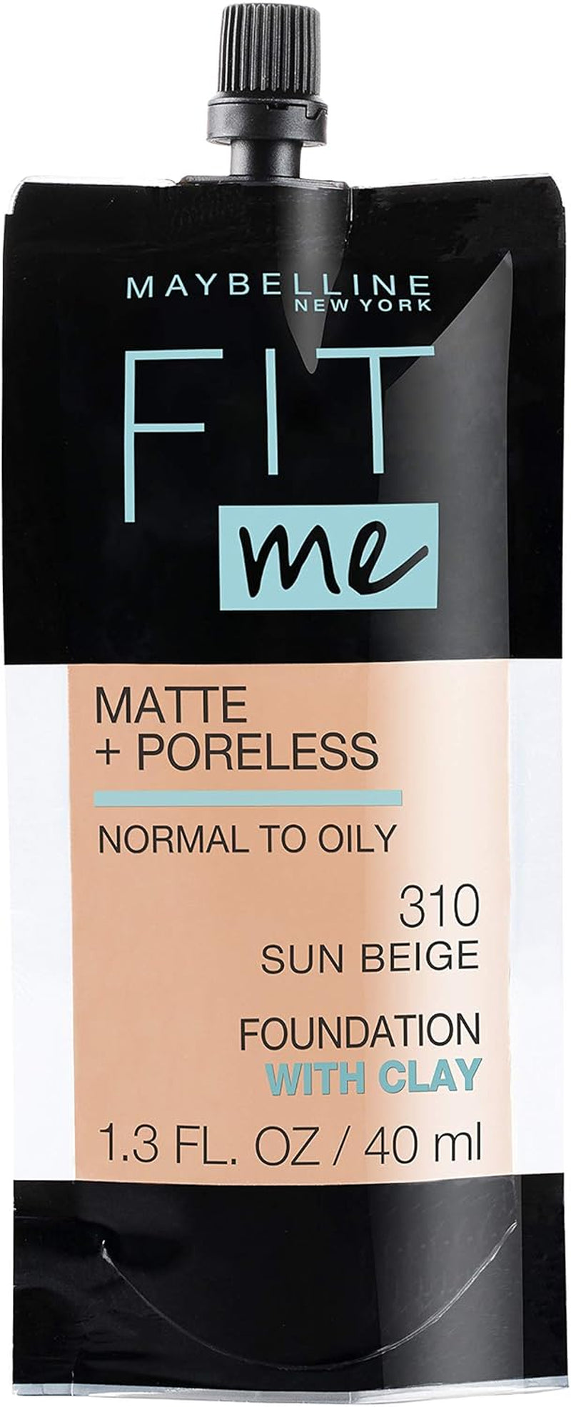 Fit Me Matte + Poreless Liquid Oil-Free Foundation Makeup, Warm Nude, 1 Count (Packaging May Vary)