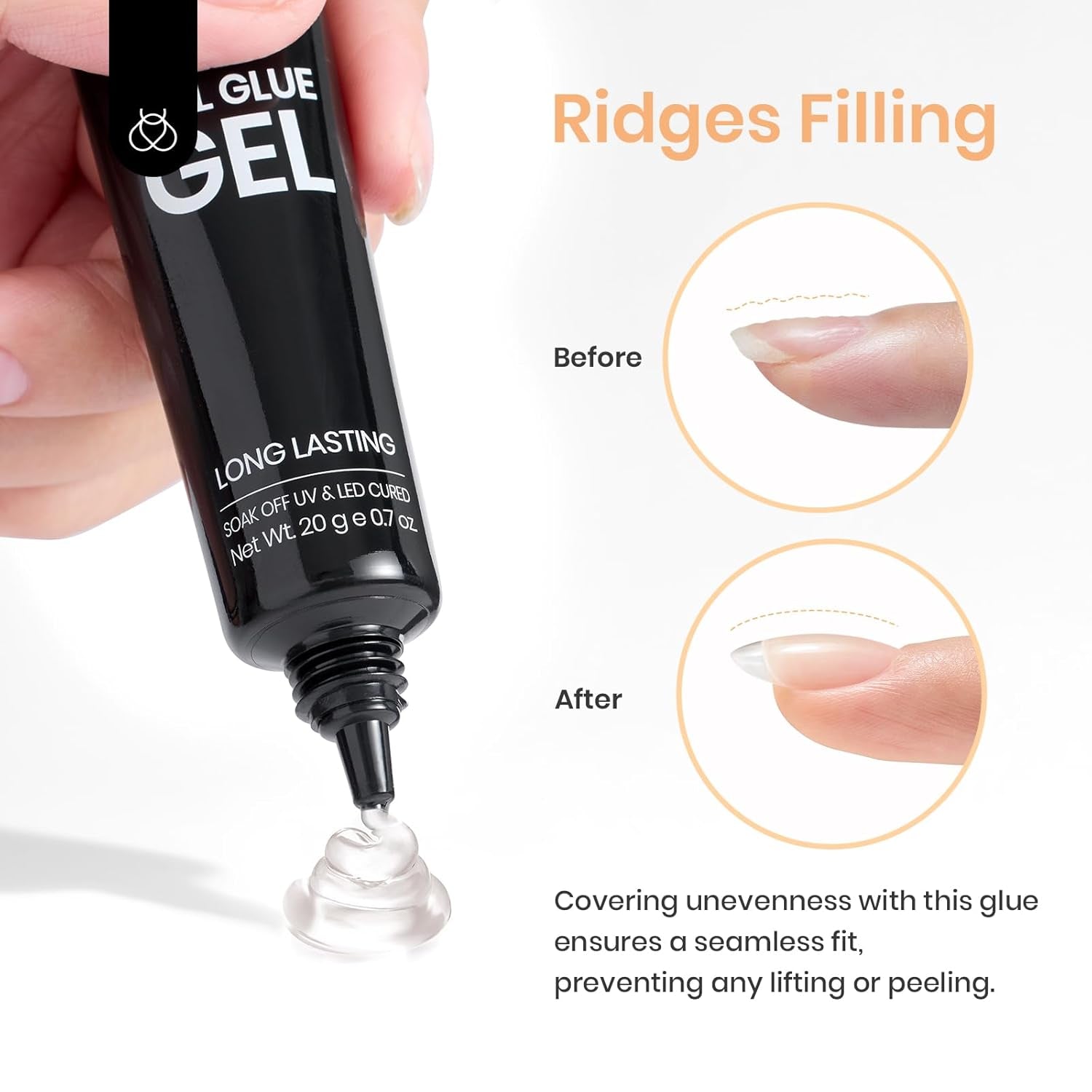 Beetles Gel X Nail Glue Gel 20G Solid Nail Glue Gel, 3 in 1 Soft Nail Tips Glue Gel Super Strong for Acrylic Nails Extension Fake Nails Art Rhinestone Glue Gel Uv Soak off Nail Gel Long Lasting