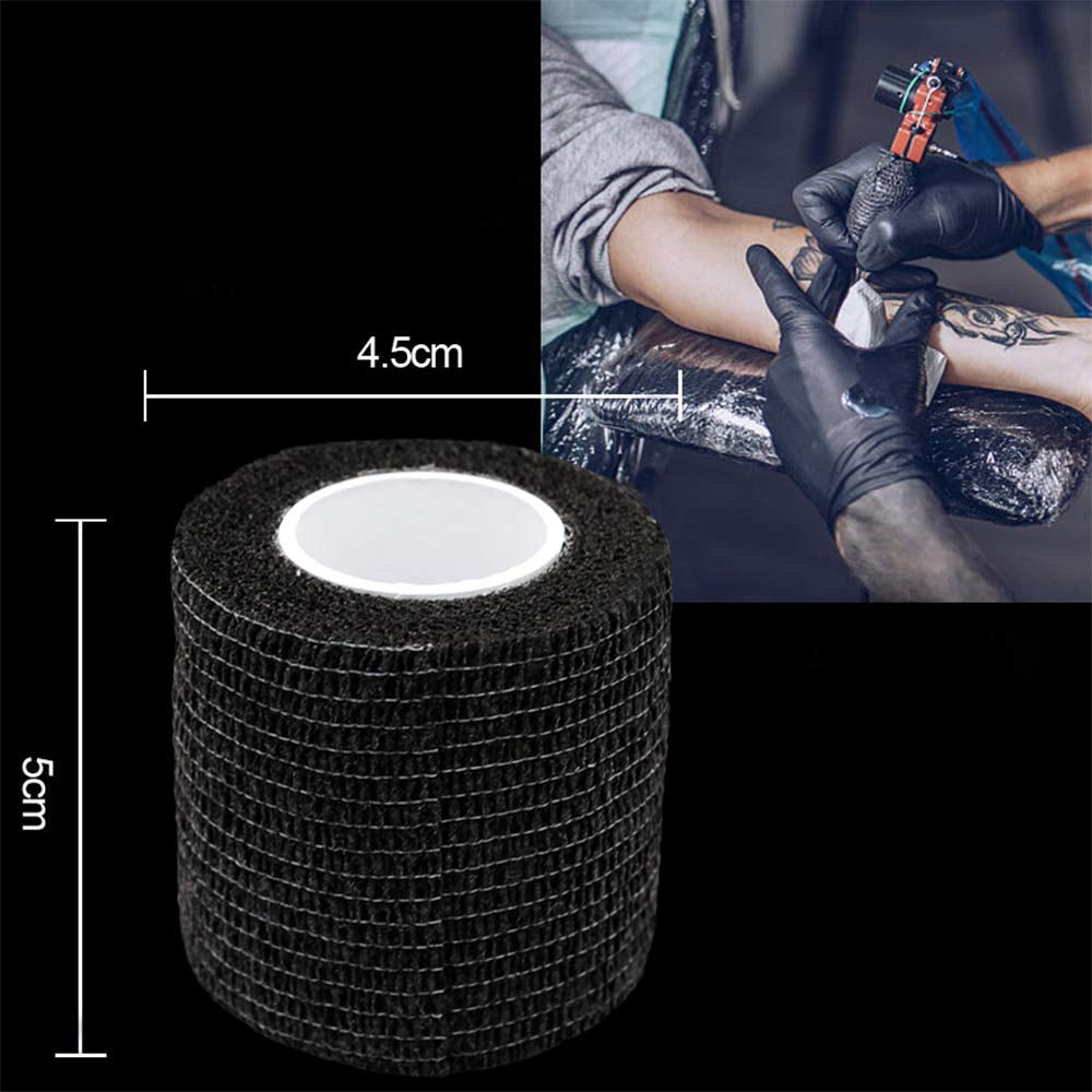 Tattoo Grip Tape Wrap Cover -  6Pcs 2" X 5 Yards Tattoo Machine Tape Cohesive Elastic Bandage Rolls Self-Adherent Tape for Grip Tube Accessories Sports Tape