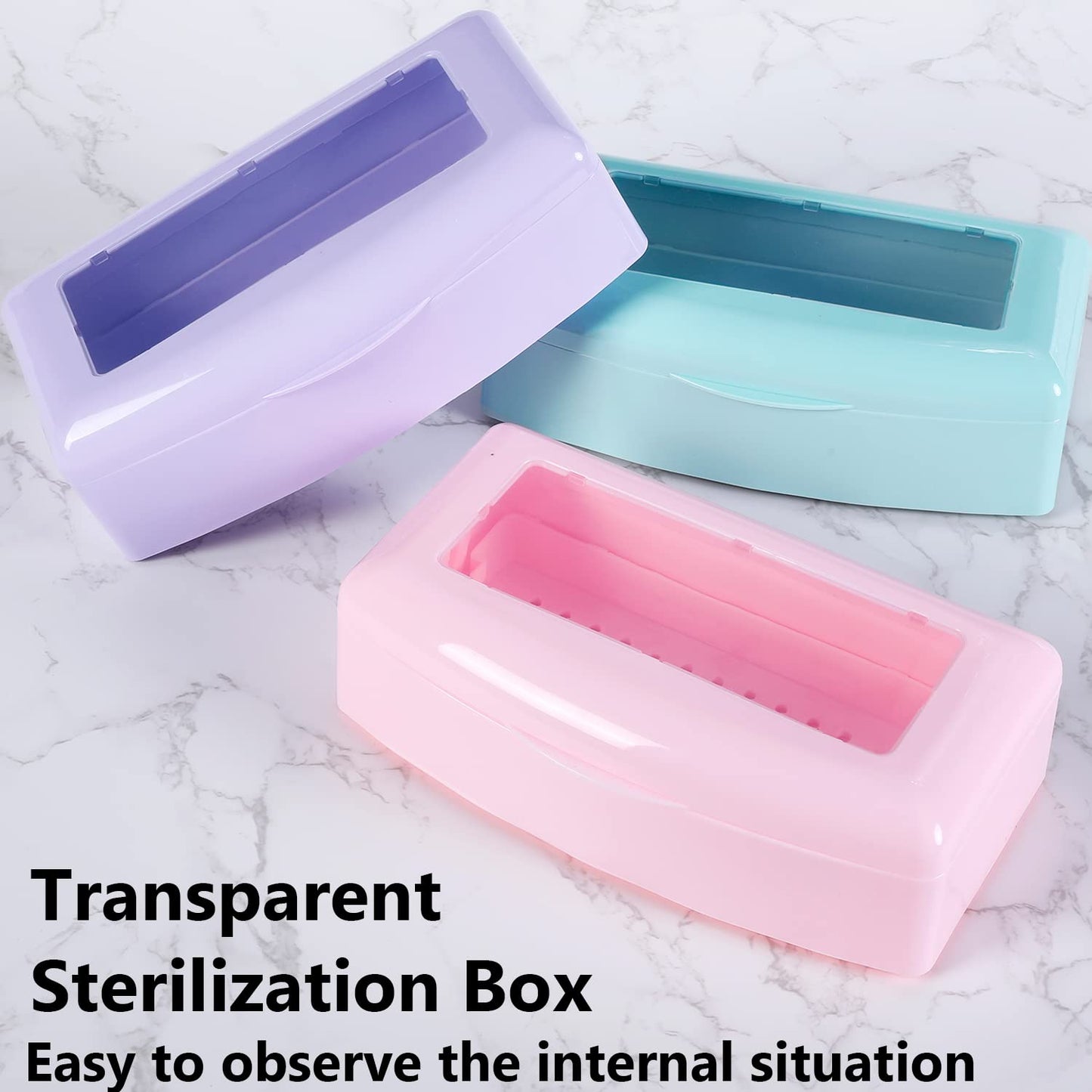 Plastic Sterilizing Tray,Sterilization Box,Nail Art Tool Sterilizer Tray, Sterilizer Tray Box Nail Art Salon Sterilizing Too（Pink）