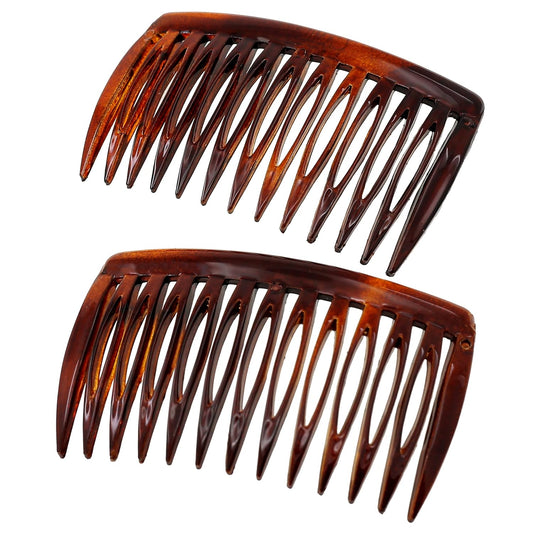 Paris AD825/2 French Hair Side Comb, Small, Curved Tortoise Shell French Twist Hair Combs Decorative, Strong Hold Hair Clips for Women Bun Chignon Up-Do Girls Hair Accessories, Made in France