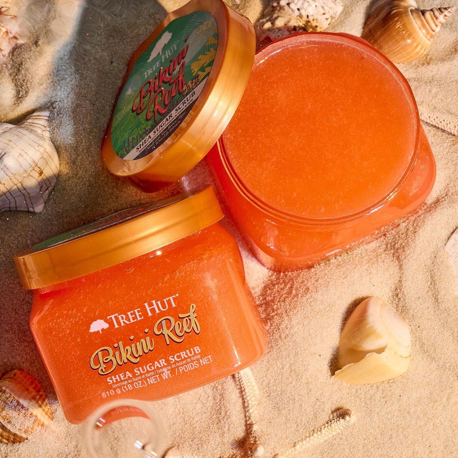 Bikini Reef Shea Sugar Scrub | Exfoliating Body Scrub Removes Dead, Dry Skin for a Soft & Hydrated Feel | Nourishing Essential Body Care | 18 Fl Oz.