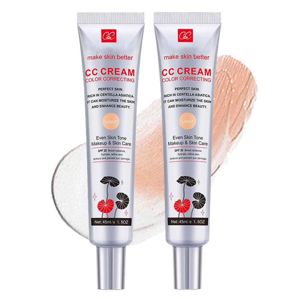 Color Correcting CC Cream with SPF 25, Coverage Lightweight Foundation, Hydrating Serum, Even Skin Tone Makeup and Skin Care, Boost Radiance, Refine Skin Texture, Avoid Sun Damage (Dark, 1PCS)