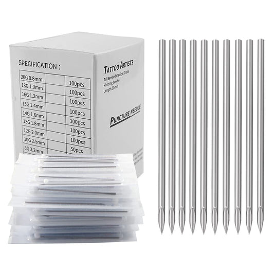 Piercing Needles - LQ 100Pcs 16G Body Piercing Needles Disposable Professional Piercing Needles for Body Ear Navel Nose Lip Nipple (16G 100PC)