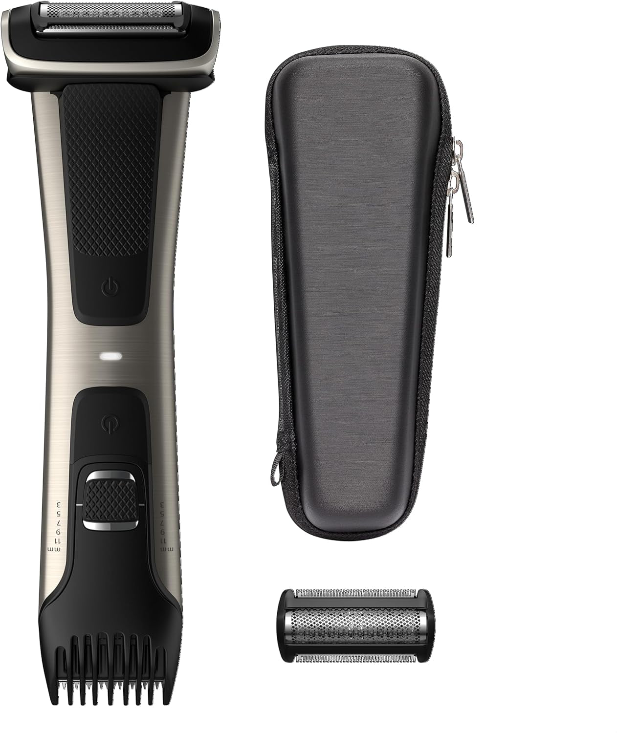 Bodygroom Series 7000 Showerproof Body & Manscaping Trimmer & Shaver with Case and Replacement Head for above and below the Belt, BG7040/42