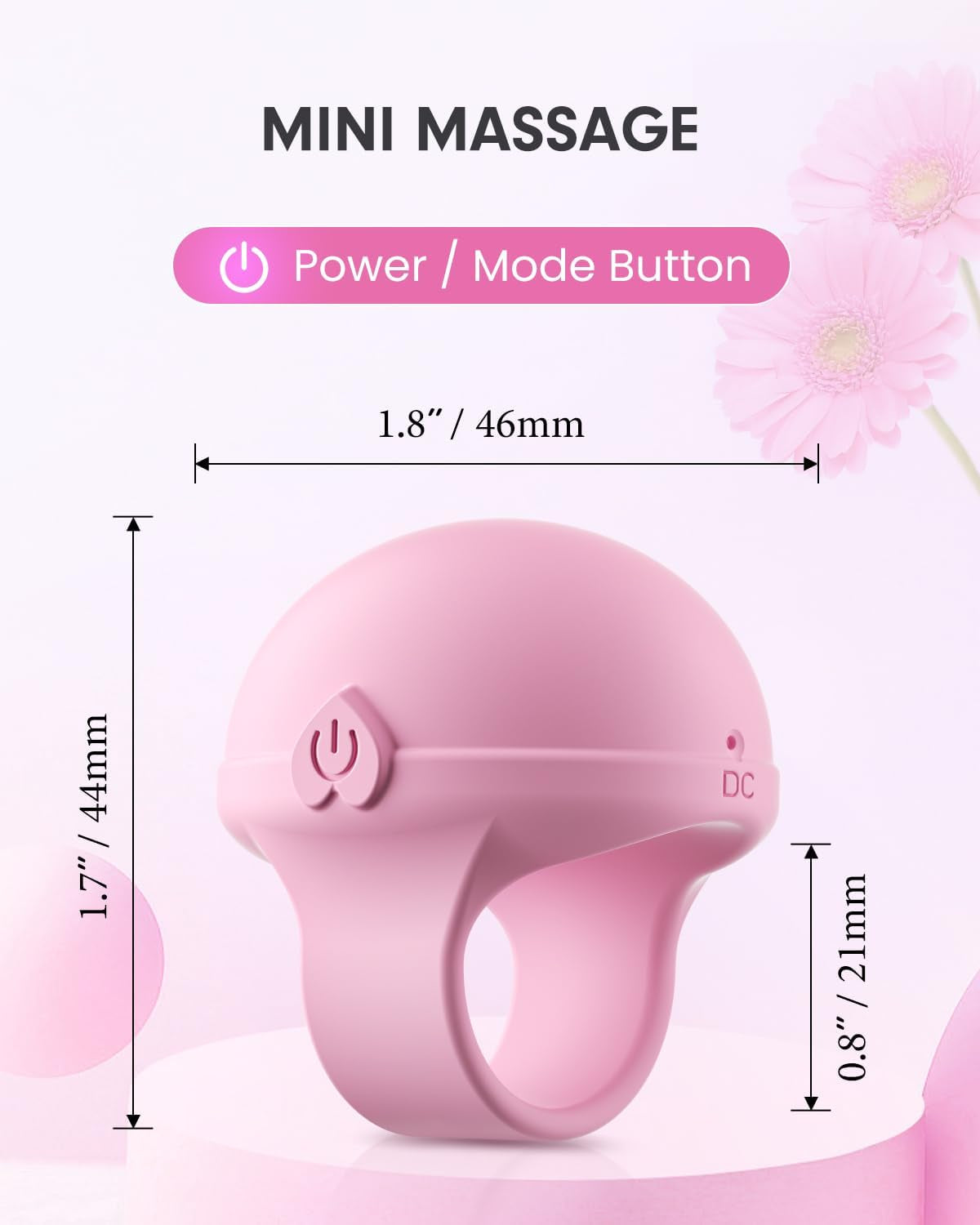 Portable Facial Massager, Waterproof Rechargeable Powerful Multifunctional Eye, Finger and Body Mini Massager (Light Pink)