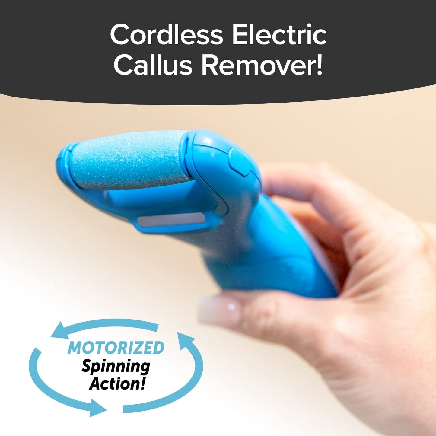 Pedegg Power Cordless Motorized Callus Remover W/ Bright LED Light as Seen on TV, Quickly Removes Calluses & Dry Skin W/ 2000 Rpms of Spinning Action for Smooth, Soft Feet, Easy-Grip Ergonomic Handle