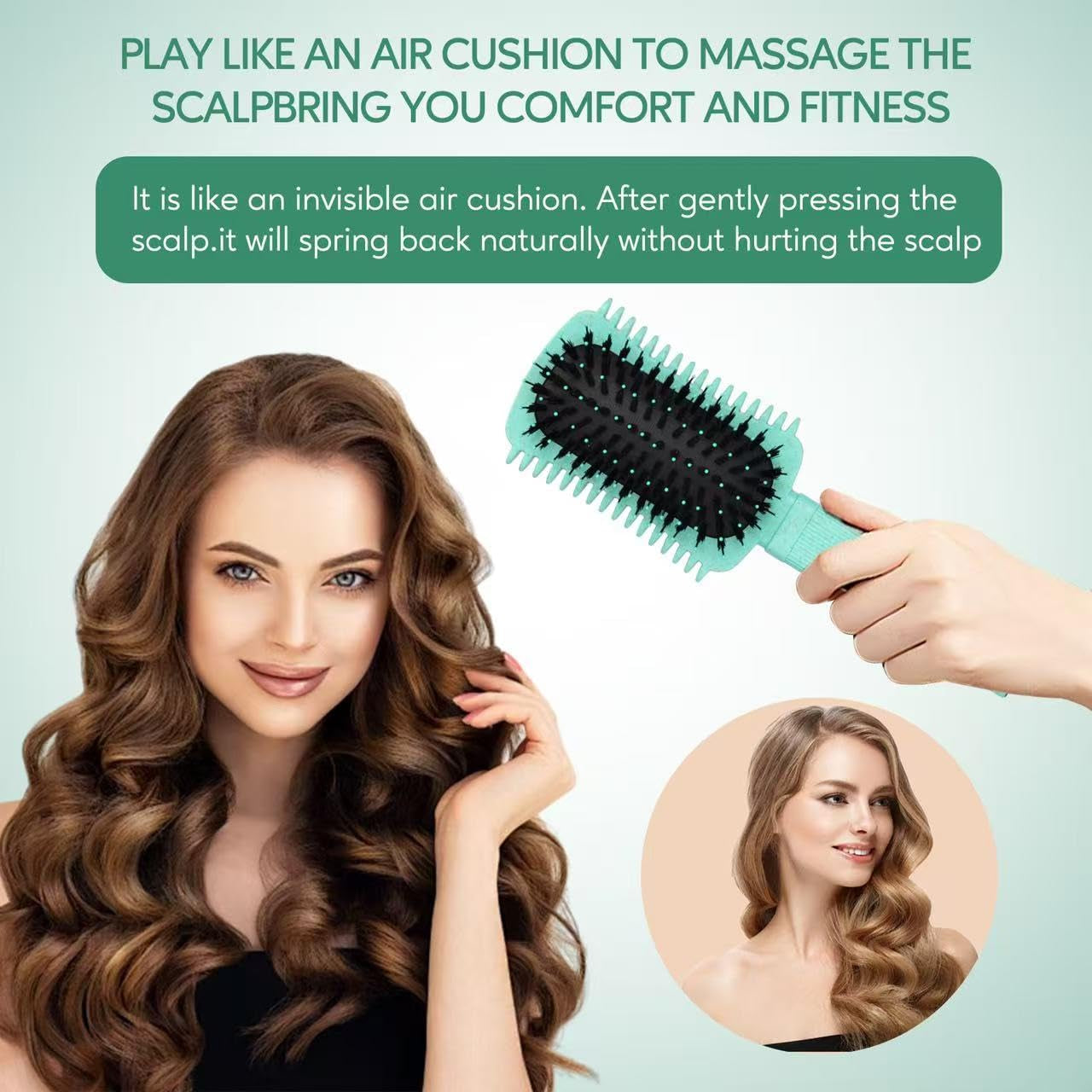 Curly Hair Brush Defining, Volume Brush for Curly Hair, Curl Defining Brush, Shaping and Styling Women'S Curls (Green 1PC)