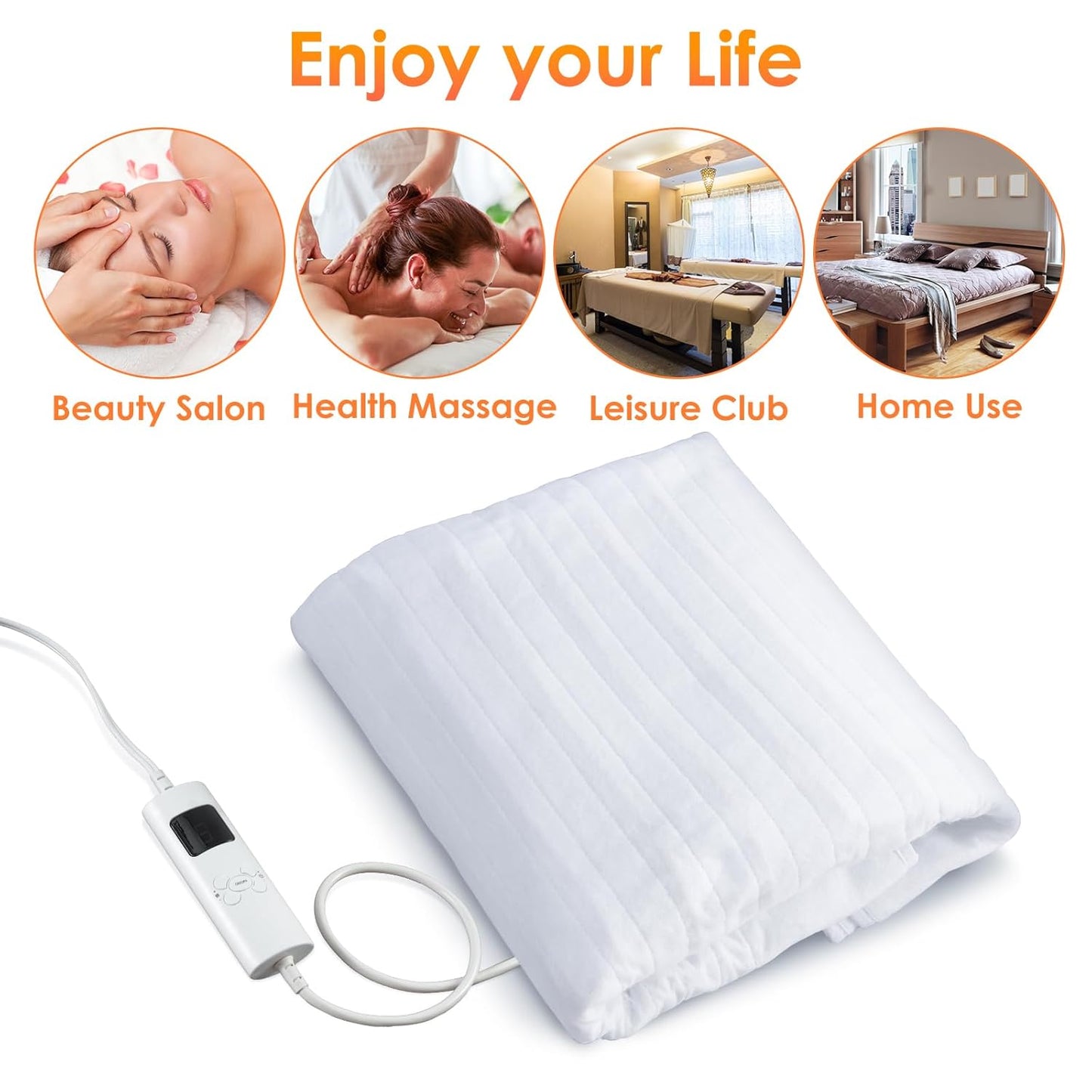 Massage Table Pads Warmer Six Heat Settings Electric Heating Pad (72.8" X 30"), Digital Heat Control Pad, Heated Mattress Pad W/Overheat Protection for Massage Bed & Spa,White Bed Warmer¡­