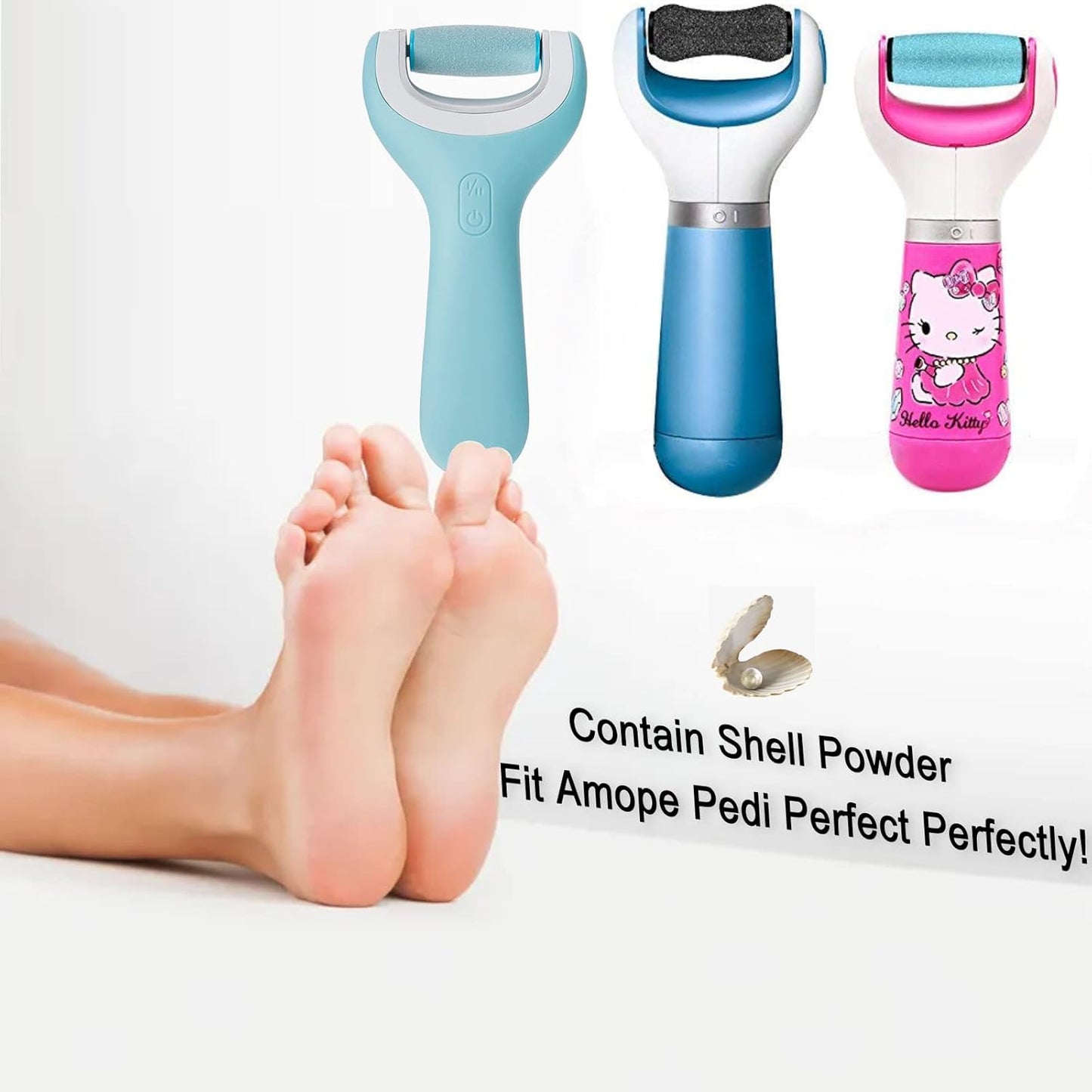 Electronic Foot File Replacements for Amope Pedi Perfect, Callus Remover Refills 1 Extra&4 Regular Contains Shell Powder