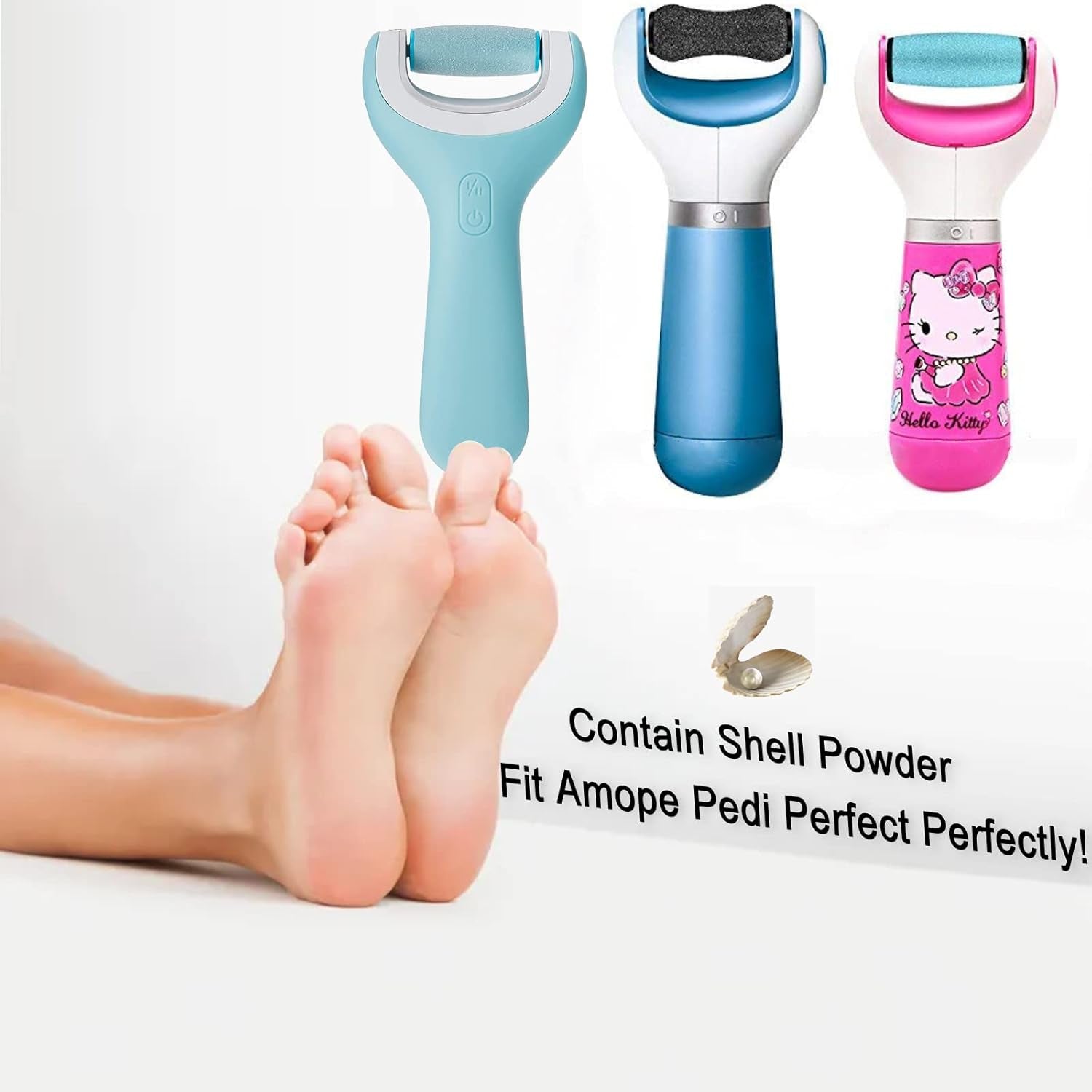 Electronic Foot File Replacements for Amope Pedi Perfect, Callus Remover Refills 1 Extra&4 Regular Contains Shell Powder