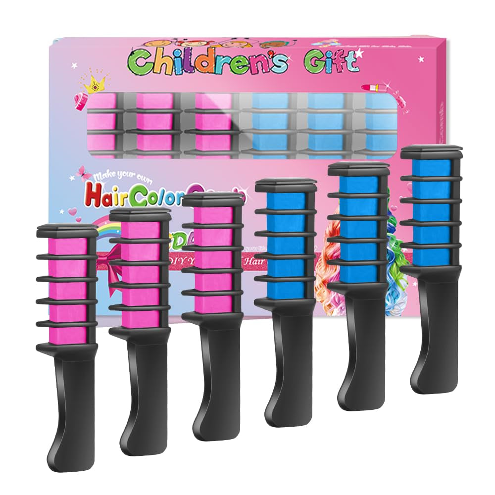 New Hair Chalk Comb Temporary Hair Color Dye for Girls Kids, Washable Hair Chalk for Girls Age 4 5 6 7 8 9 10-12 Birthday Christmas New Year Cosplay Hair DIY Party