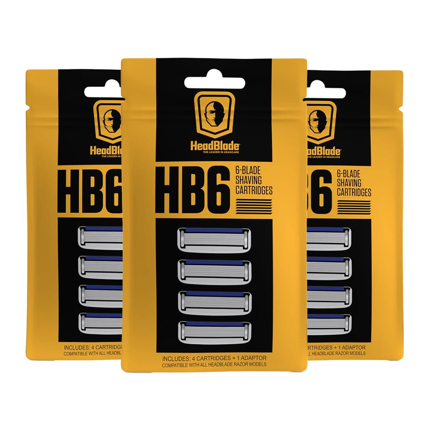 HB6 Refill Blades - 6 Stainless Steel Blades for No Tugging or Pulling, Shave Less, Works for Face, Body, and Scalp