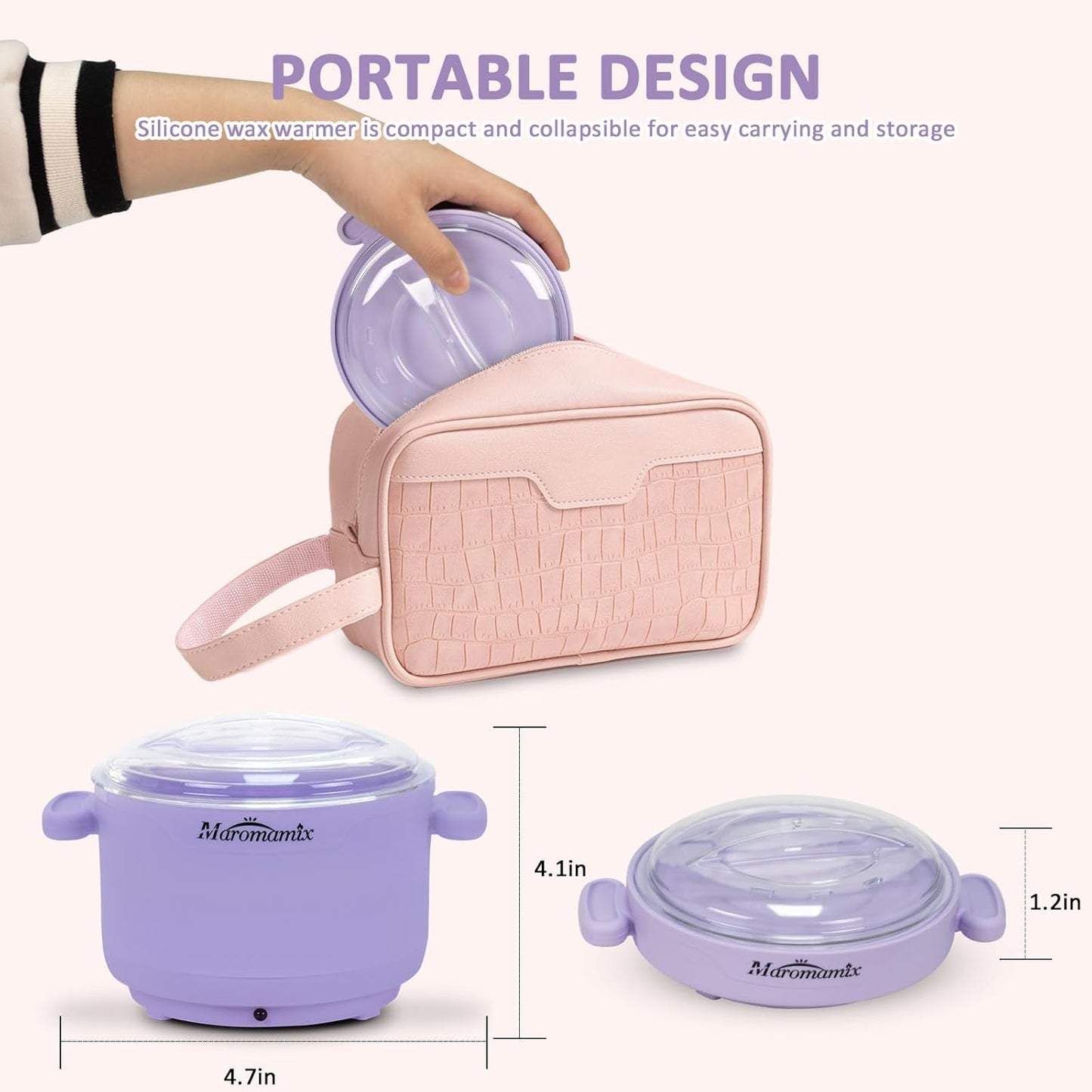 Silicone Wax Warmer for Hair Removal, Compact Portable Electric Wax Heater Machine for Soft and Hard Wax Beads Fast Heating, Home Gentle Waxing for Women for Body Brazilian Bikini Face Eyebrow