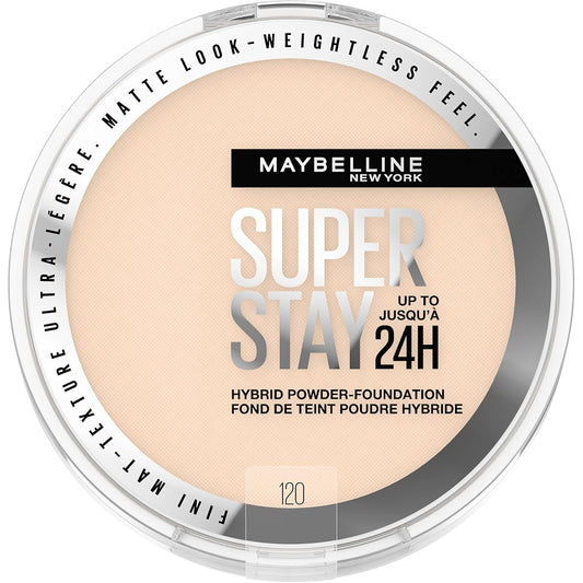 Super Stay up to 24HR Hybrid Powder-Foundation, Medium-To-Full Coverage Makeup, Matte Finish, 120, 1 Count