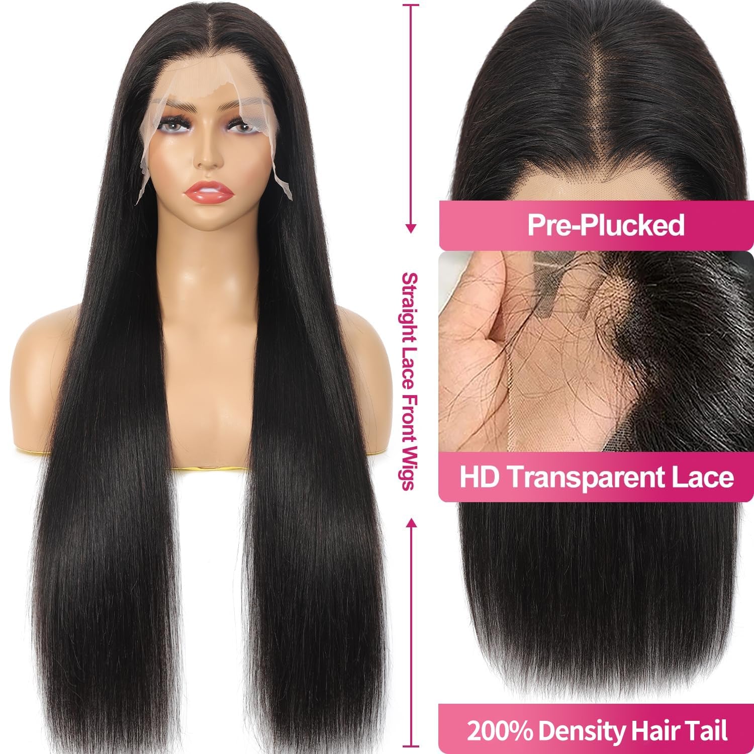 30 Inch 13X6 Lace Front Wigs Human Hair 200 Density Straight HD Lace Front Wigs Human Hair Straight Glueless Wigs Human Hair Pre Plucked 13X6 HD Frontal Human Hair Lace Front Wigs for Women