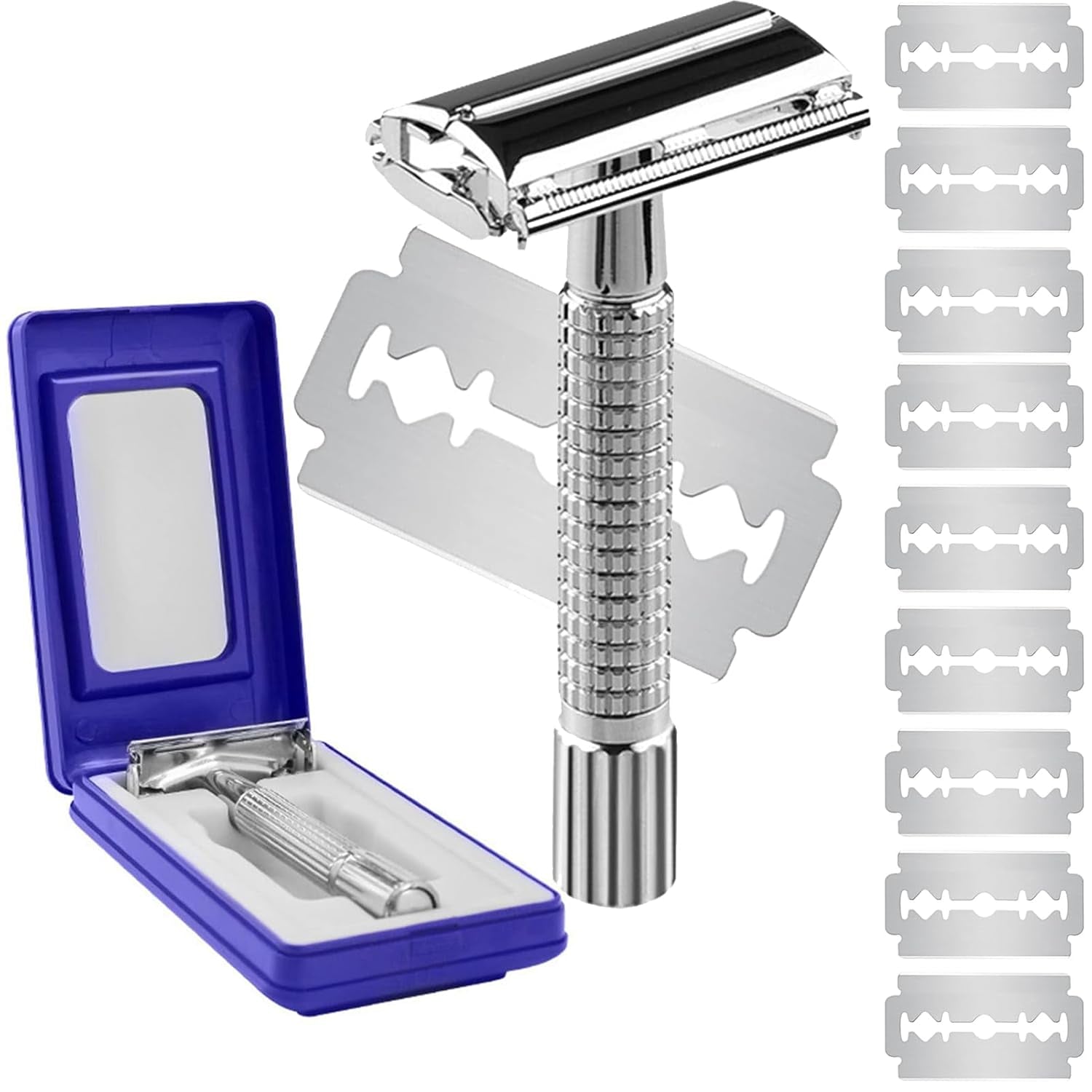 r for Unisex, 10 Platinum Coated r Blade Refills Safety Razo, Women Men'S Razor with a Delicate Box, Fits All Double Edge Razor Holder and Razor Blades