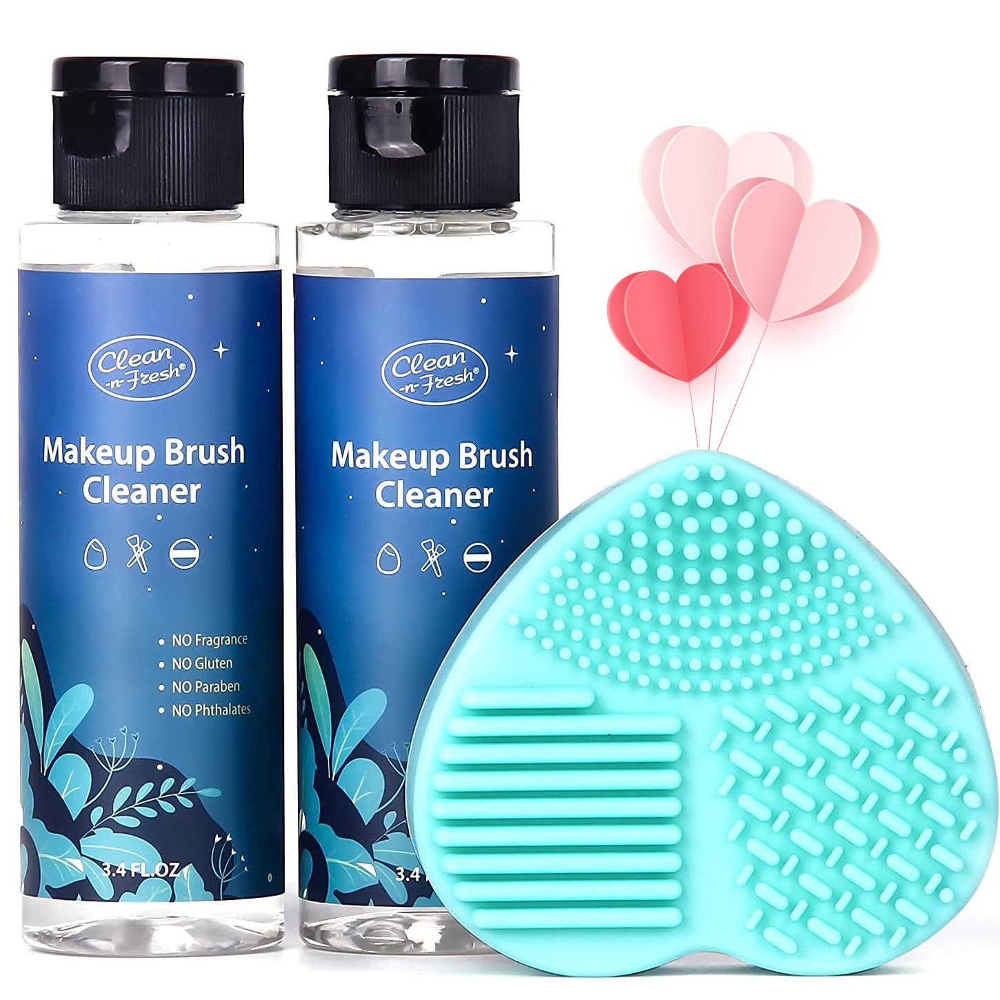 Makeup Brush Cleaner Set for Brushes, Sponge and Puff 6.8 Fl Oz,Deep Cleaning Washing Cleanser Shampoo with a Cleaning Mat