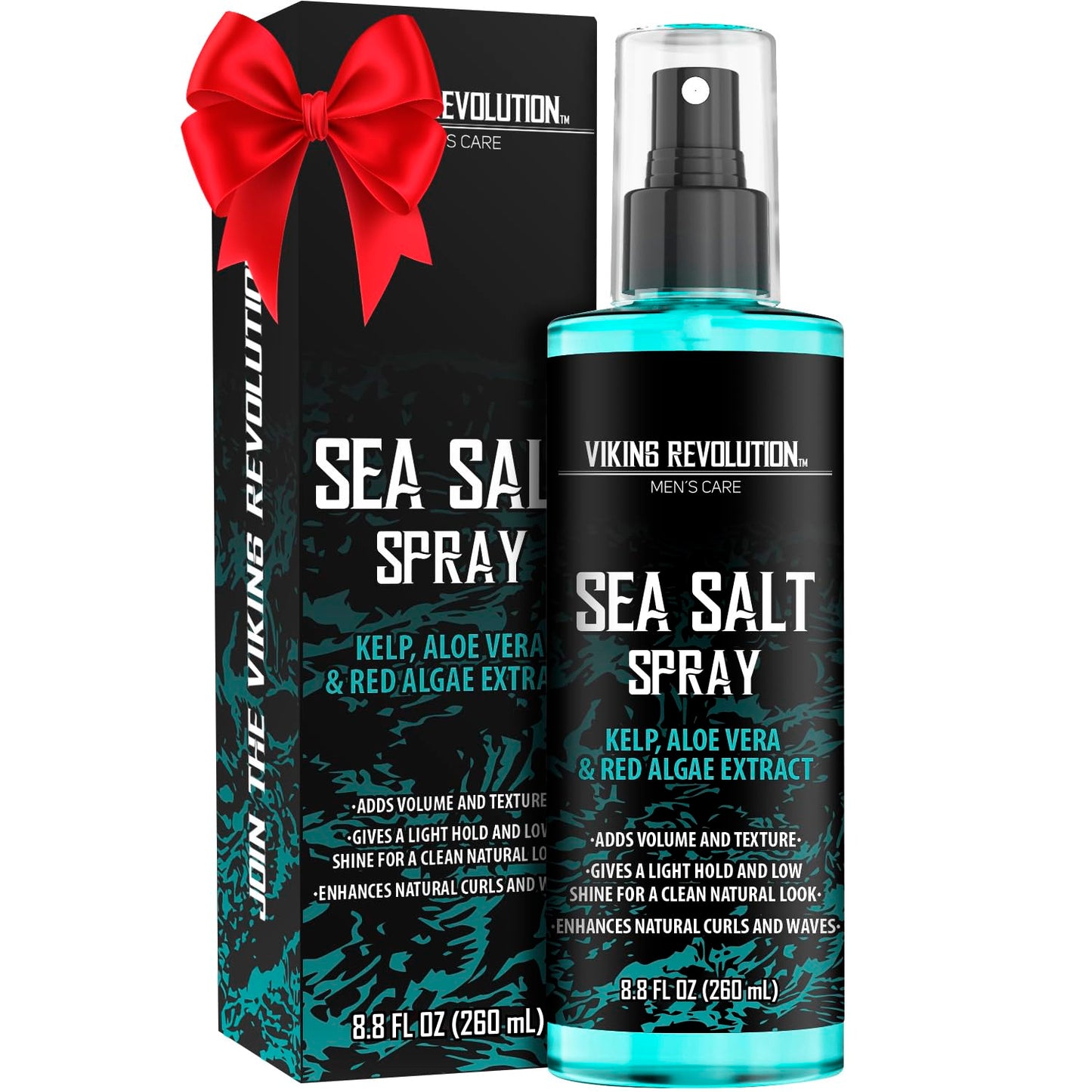 Sea Salt Spray for Hair Men - Hair Texturizing Spray with Kelp, Aloe Vera & Red Algae Extract - Surf Spray to Add Volume and Texture- Sea Salt Spray for Men Beach Hair Spray (2 Pack)