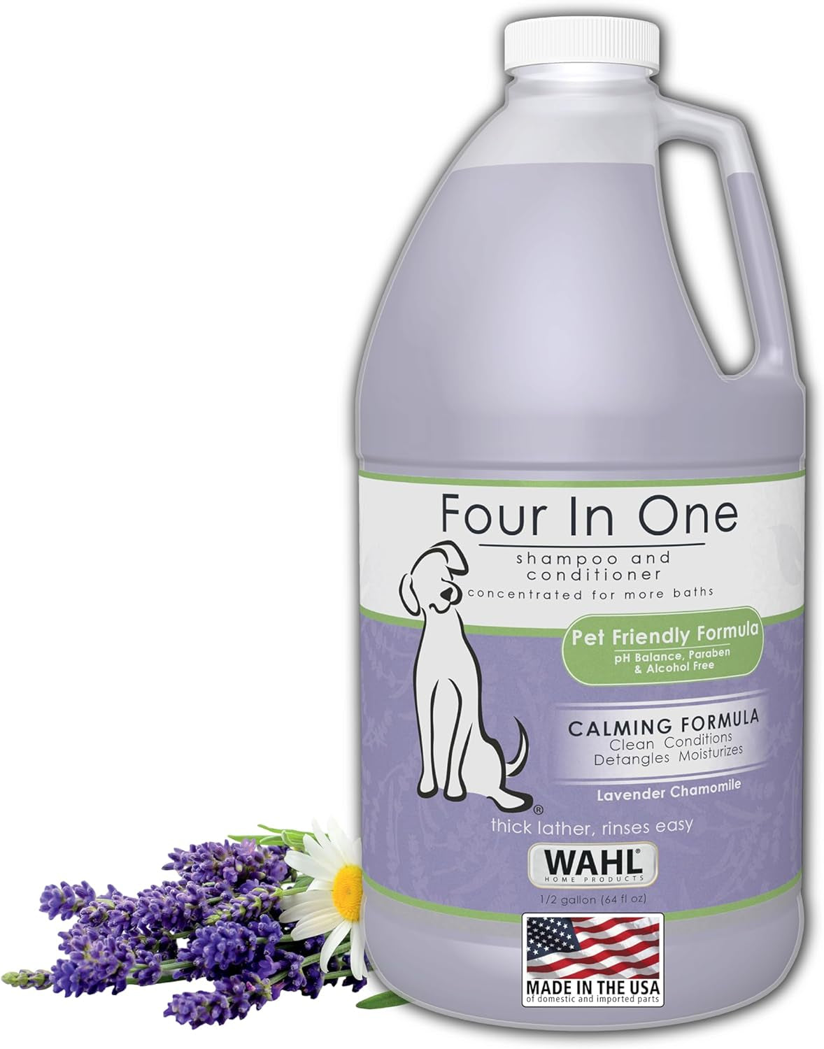 USA 4-In-1 Calming Pet Shampoo for Dogs – Cleans, Conditions, Detangles, & Moisturizes with Lavender Chamomile - Pet Friendly Formula - 24 Oz - Model 820000A