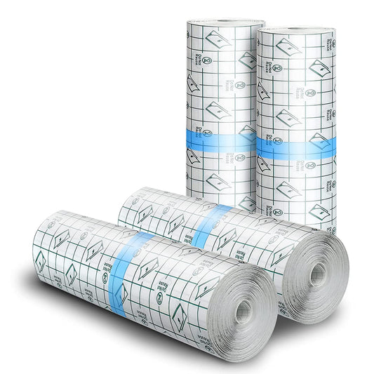 Tattoo Aftercare Waterproof Bandages, 6" X 4.4 Yard Tattoo Cover up Tape, Tattoo Supplies Second Skin Transparent Film Healing Protective Clear Sterile and Safe Bandages 4 Rolls (6" X 1.1 Yard/Roll)