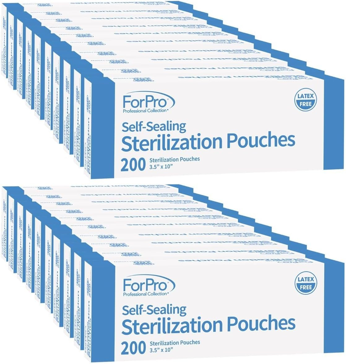 Self-Sealing Sterilization Pouches, Latex-Free, Color Changing Indicator, 3.5" W X 10" L, 200-Count