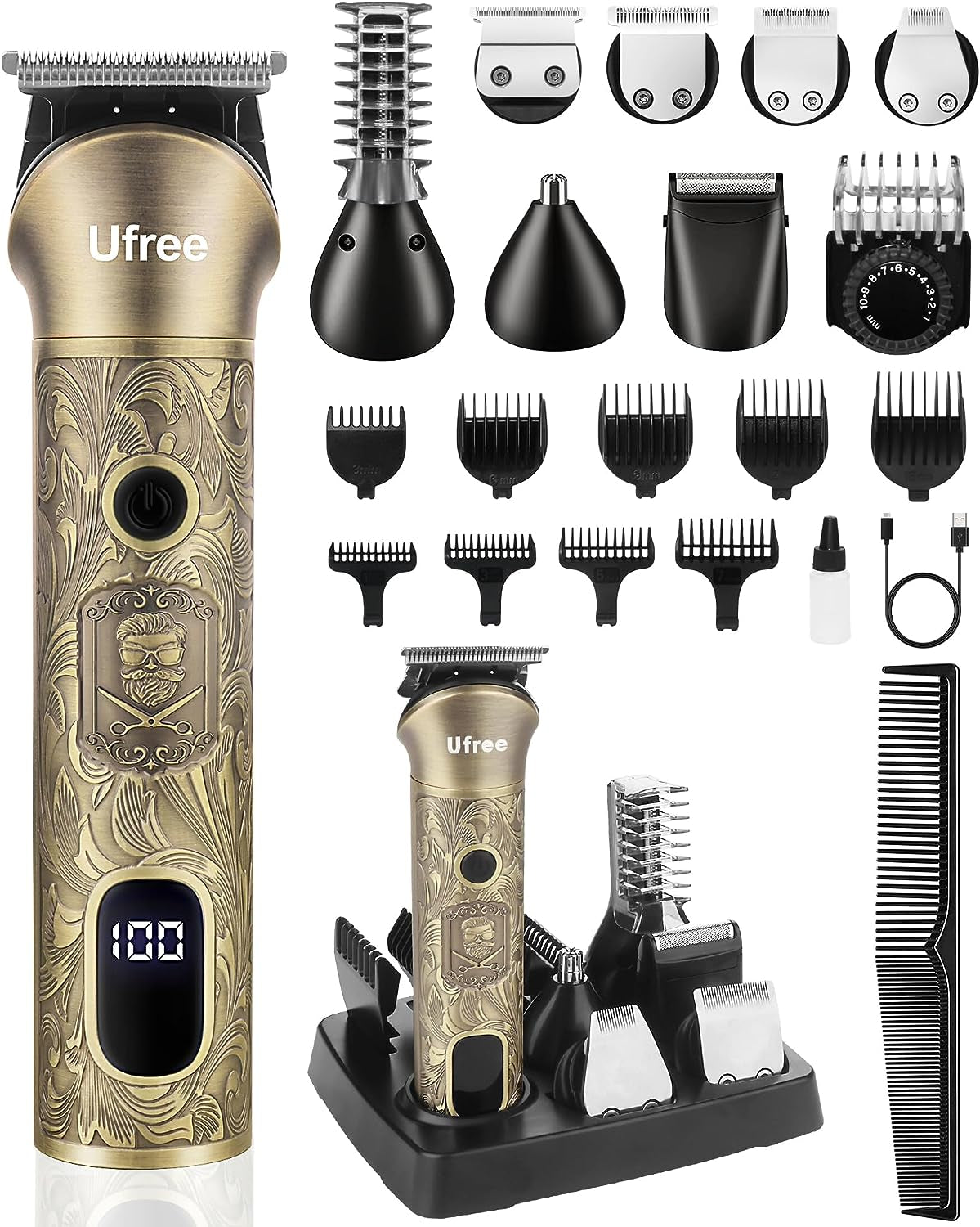 Beard Trimmer for Men, Electric Razor, Cordless Hair Clippers Shavers for Men, Shaving Kit for Mustache, Body, Nose, Ear and Face, 7 in 1 Beard Grooming Kit, Gifts for Men