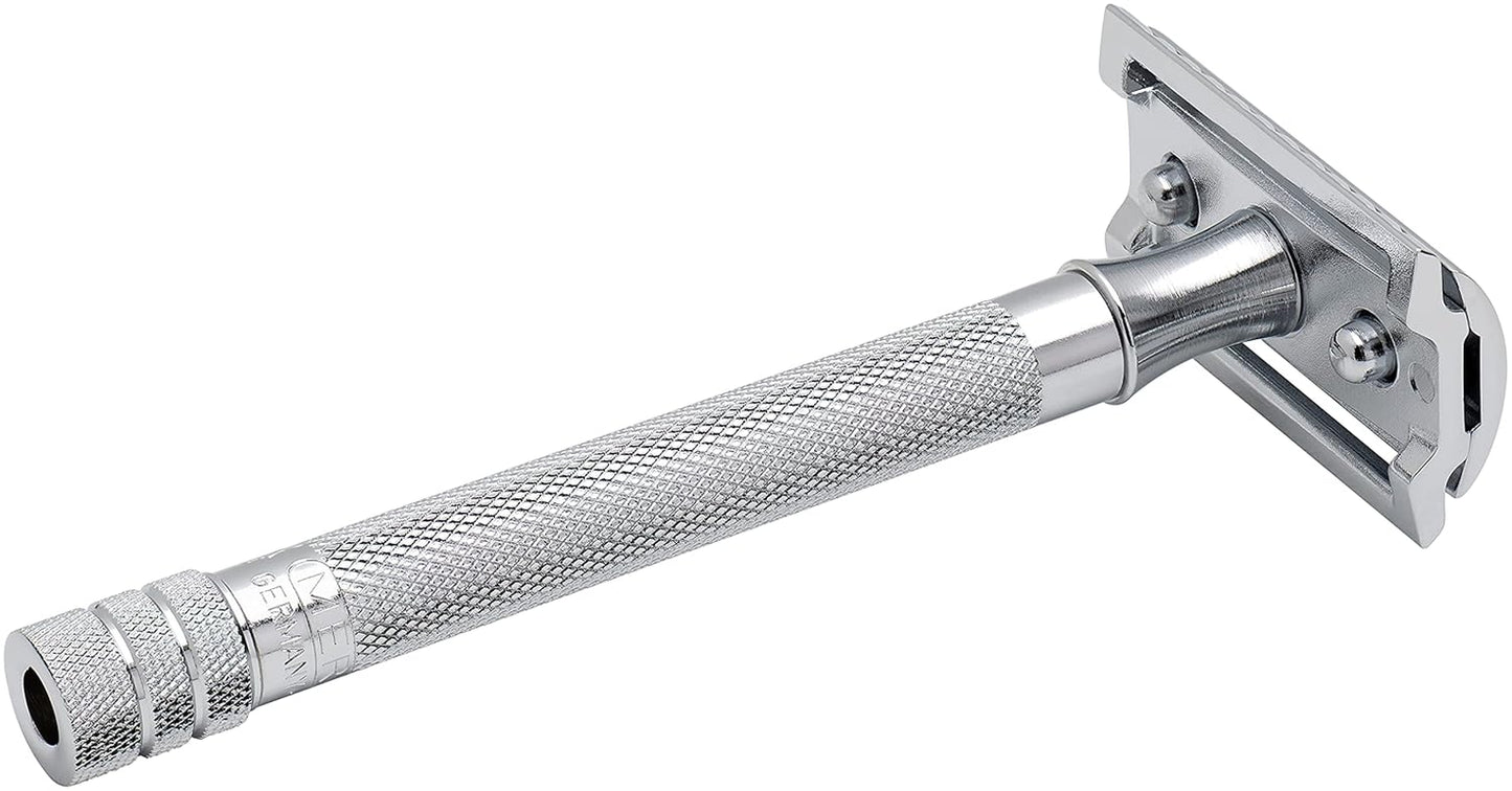 Long Handled Safety Razor, 1 Count, Silver