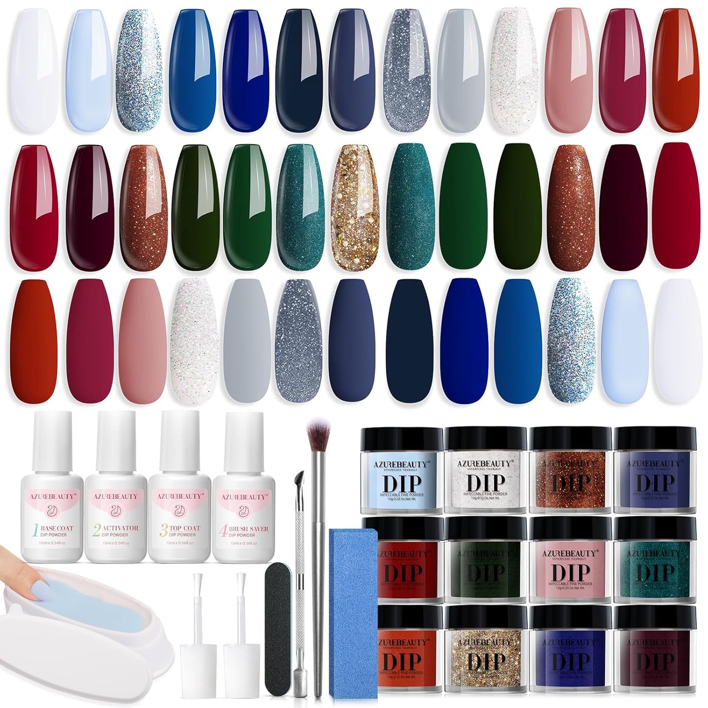 31 Pcs Dip Powder Nail Kit 20 Colors Glitter Nude Brown Pink White Gray Dip Powder Liquid Set with Top/Base Coat Activator for French Nails Art Manicure DIY Salon Women Valentine'S Gift