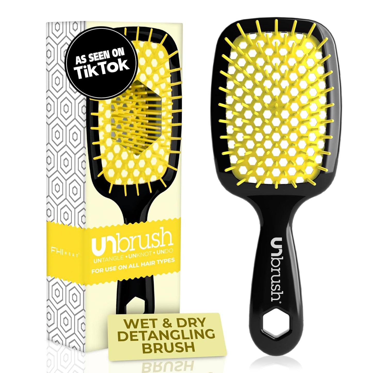 Unbrush Detangling Brush for Pain-Free Brushing on All Wet or Dry Hair Types — Durable Duoflex Anti-Static Bristles, Lightweight Handle, Vented Hair Brush