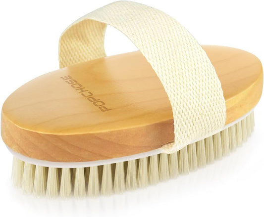 Dry Brushing Body Brush, Dry Brush for Body, Natural Bristle Dry Skin Exfoliating Brush Body Scrub for Flawless Skin, Cellulite Reduction, Lymphatic Drainage and Blood Circulation Improvement