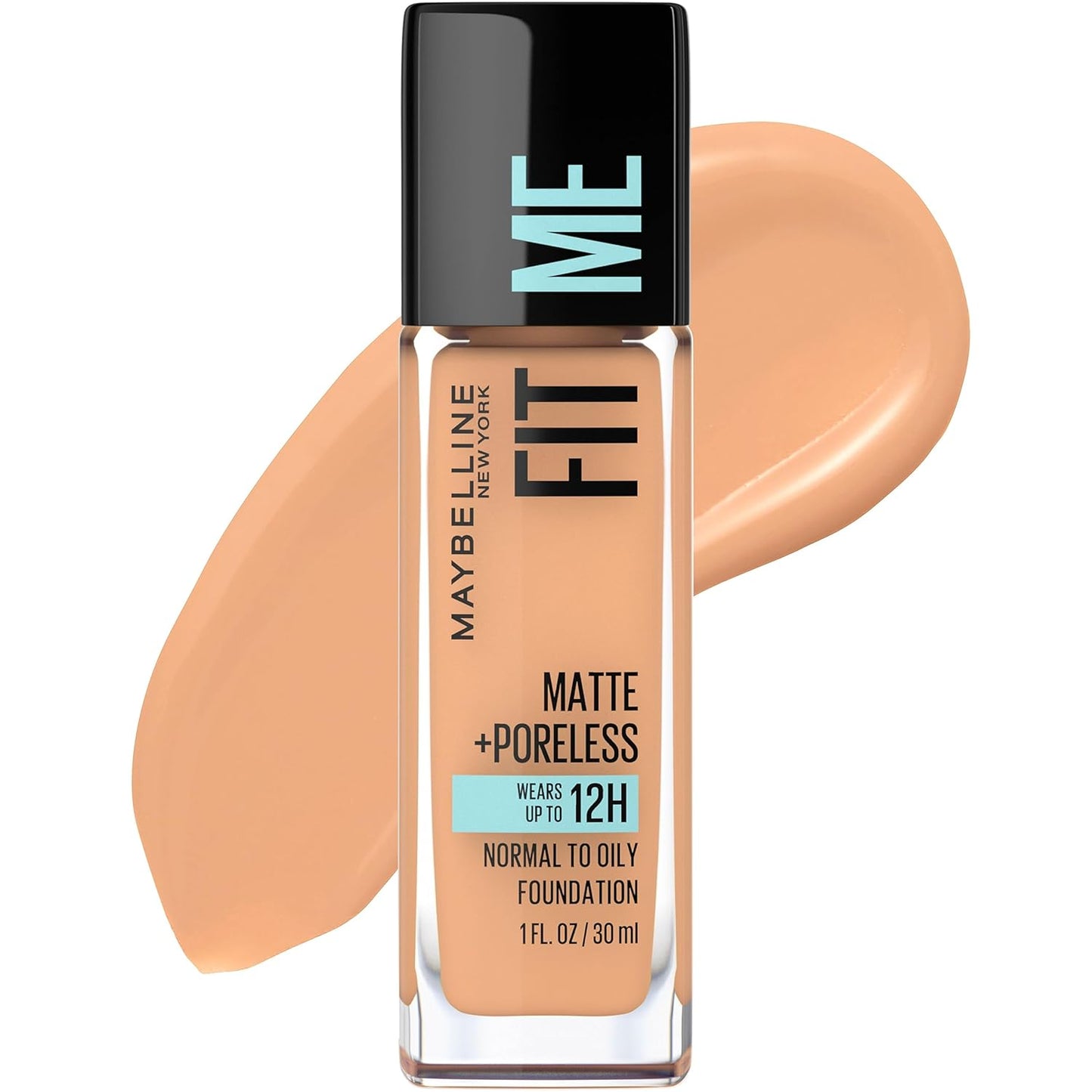 Fit Me Matte + Poreless Liquid Oil-Free Foundation Makeup, Warm Nude, 1 Count (Packaging May Vary)