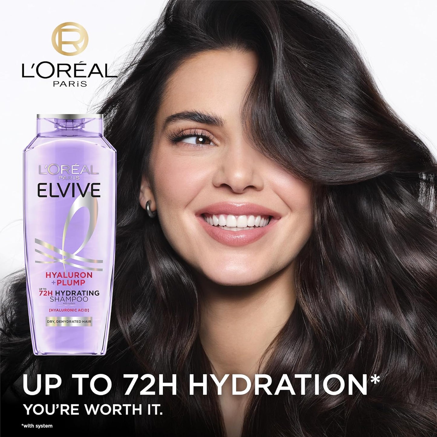 Elvive Hyaluron Plump Hydrating Shampoo for Dehydrated, Dry Hair Infused with Hyaluronic Acid Care Complex, Paraben-Free, 12.6 Fl Oz