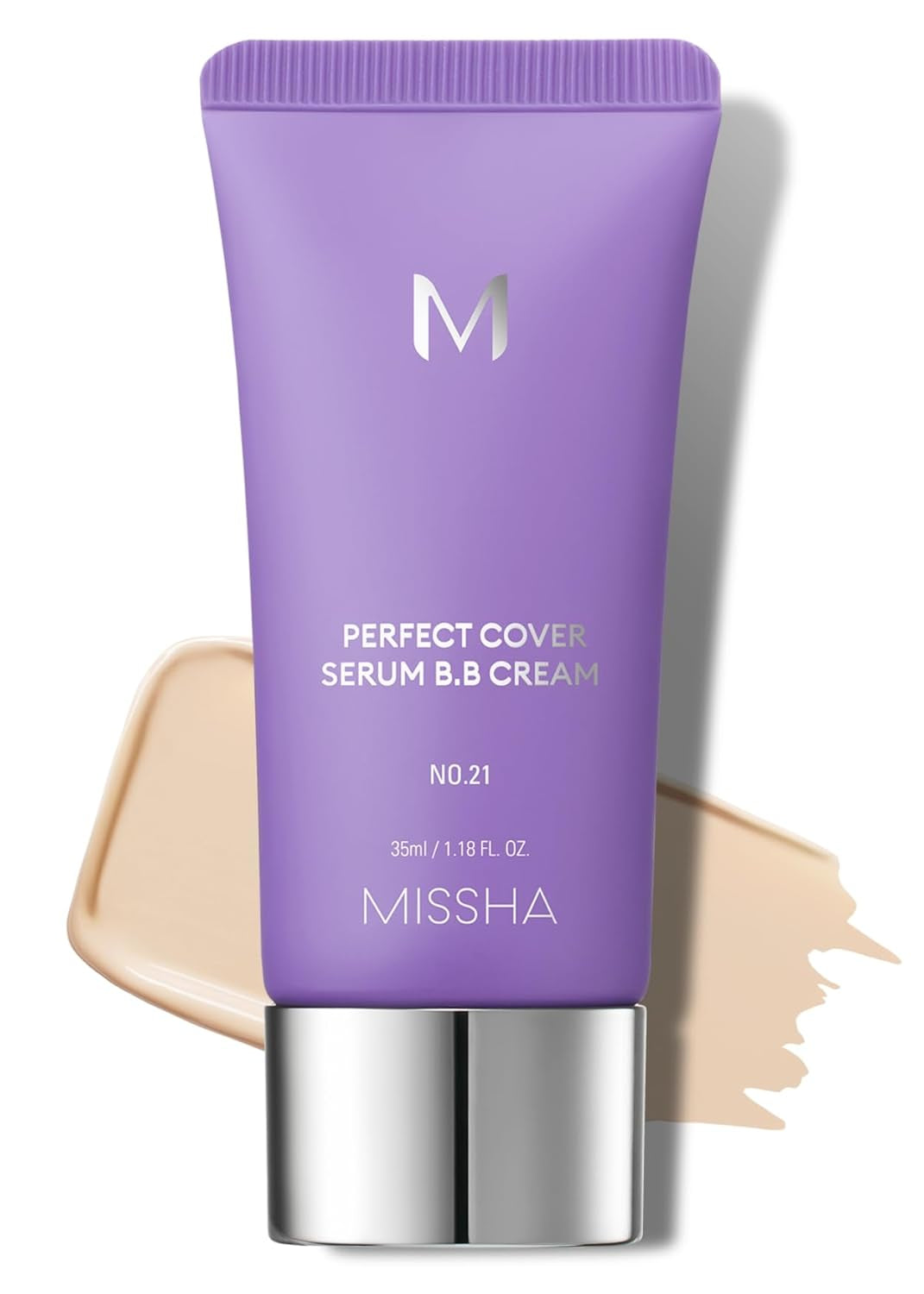 M PERFECT COVER SERUM BB CREAM No.23 Natural Beige, Skin Care Foundation Makeup, Tinted Moisturizer, Superfood Complex, Buildable Coverage, Glass Skin, Paraben Free, 1.18 Fl Oz