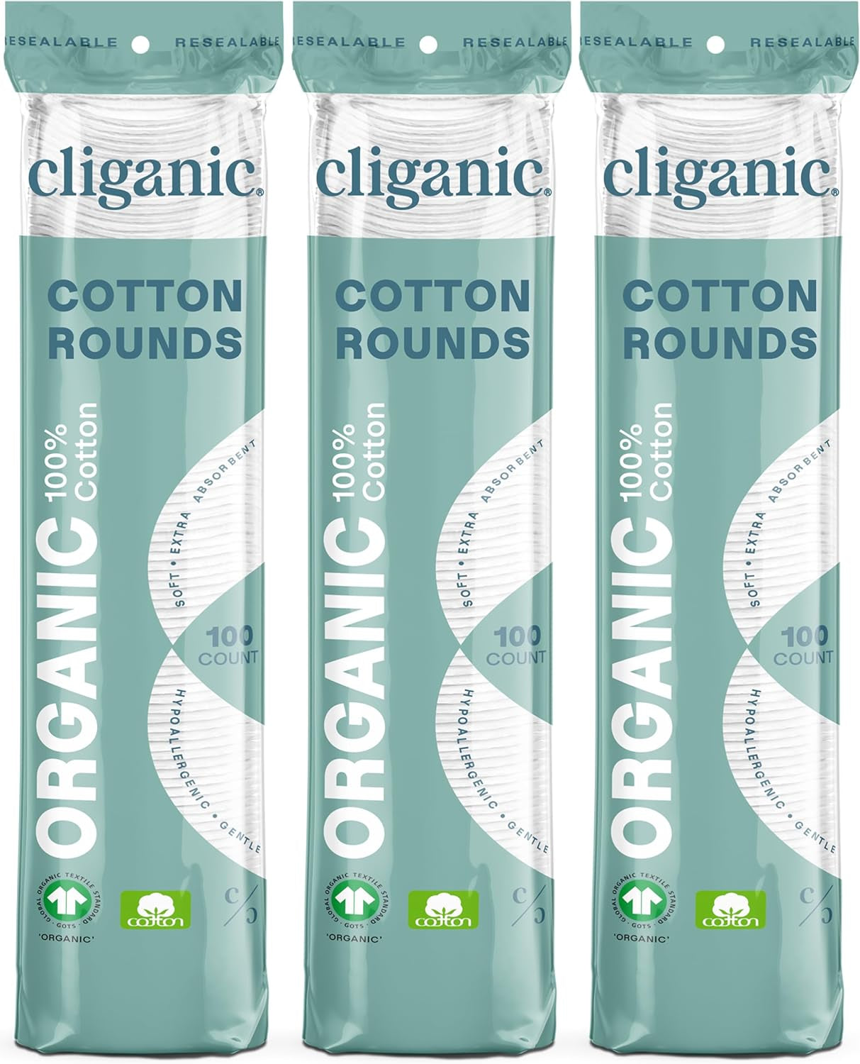 Organic Cotton Rounds (300 Count) Makeup Remover Pads, Hypoallergenic, Lint-Free | 100% Pure Cotton (Packaging May Vary)