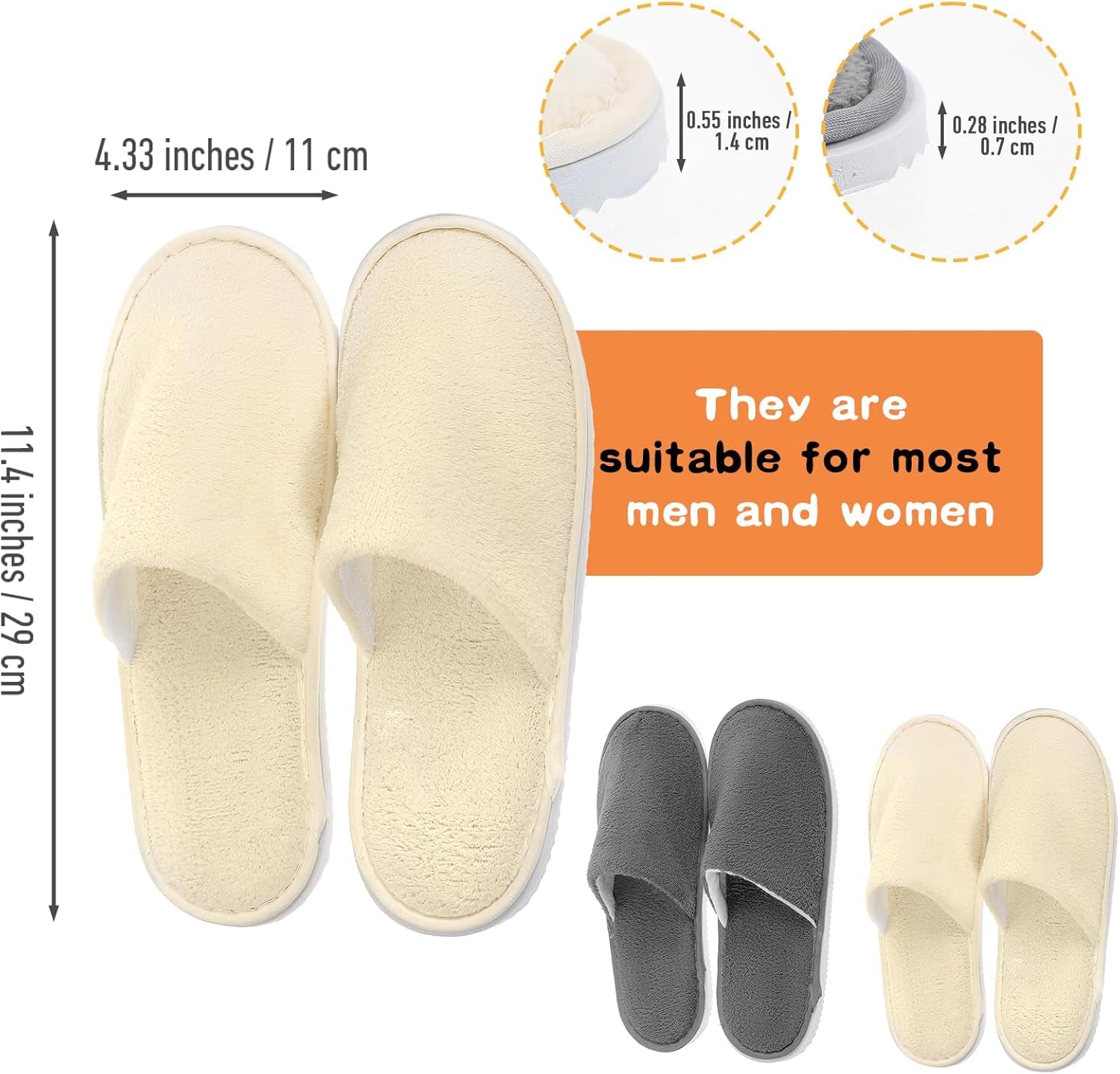 2 Pairs Spa Slippers House Guest Slipper Reusable Non Slip Disposable Hotel Slipper Soft Bride Bridesmaid Slipper for Travel Shoeless Home Indoor Bedroom Spa Wedding Party