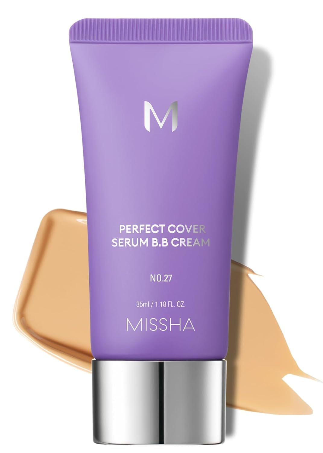 M PERFECT COVER SERUM BB CREAM No.23 Natural Beige, Skin Care Foundation Makeup, Tinted Moisturizer, Superfood Complex, Buildable Coverage, Glass Skin, Paraben Free, 1.18 Fl Oz