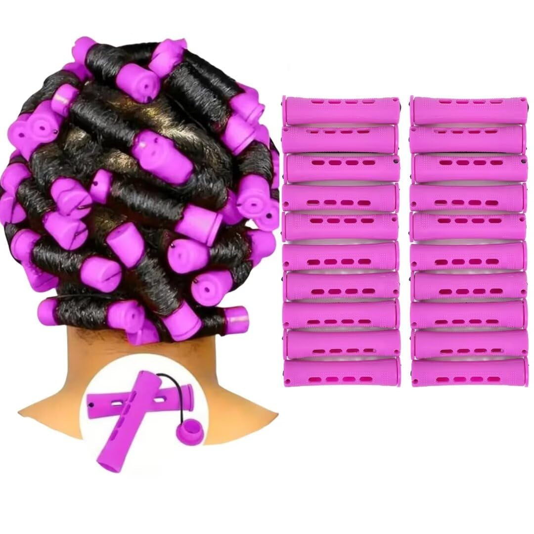 40Pcs Cold Wave Perm Rods Set for Women'S Long & Short Natural Hair - Plastic Orange Rollers for Curling and DIY Hairdressing