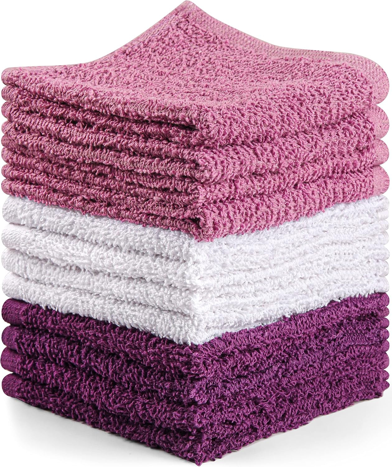 Towel and Linen Mart 100% Cotton - 24 Pack Wash Cloth Set - Flannel Face Cloths, Highly Absorbent and Soft Feel Fingertip Towels (Multi, Pack of 24)