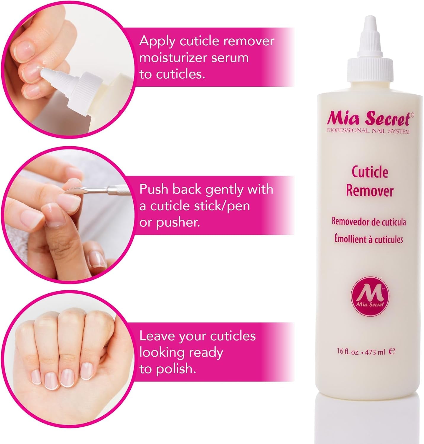 Cuticle Softener & Remover - Quick Easy Safe - Removes Cuticles Safely and Softens the Edge - Excellent for Manicures and Pedicures (16 Oz.)