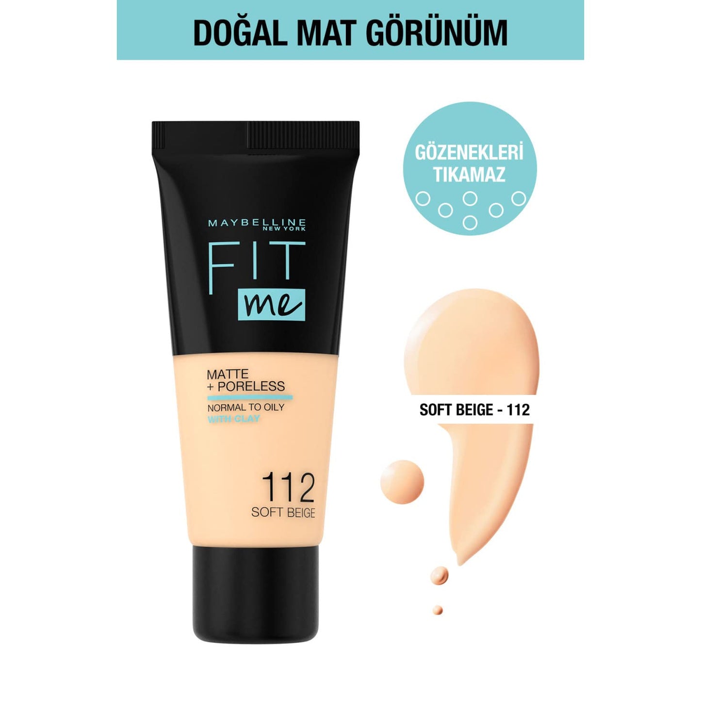 Fit Me Matte + Poreless Liquid Oil-Free Foundation Makeup, Warm Nude, 1 Count (Packaging May Vary)