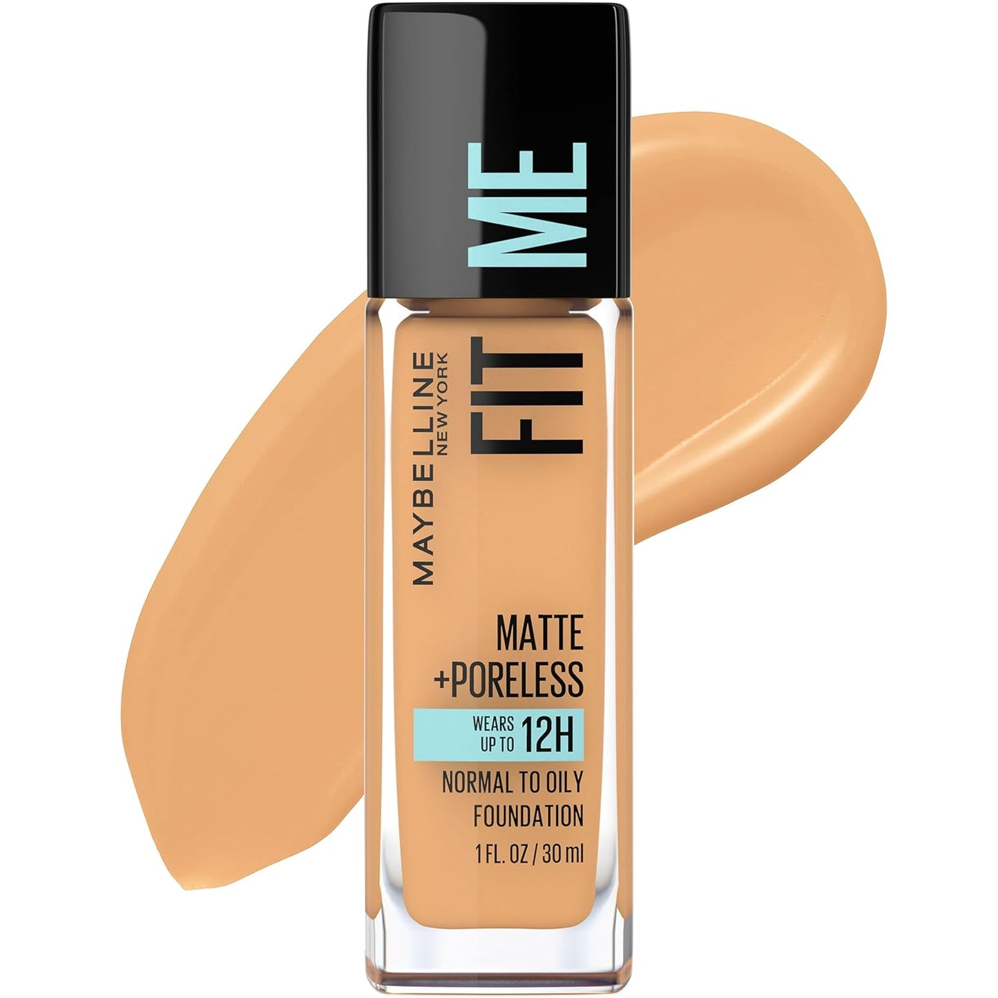 Fit Me Matte + Poreless Liquid Oil-Free Foundation Makeup, Warm Nude, 1 Count (Packaging May Vary)