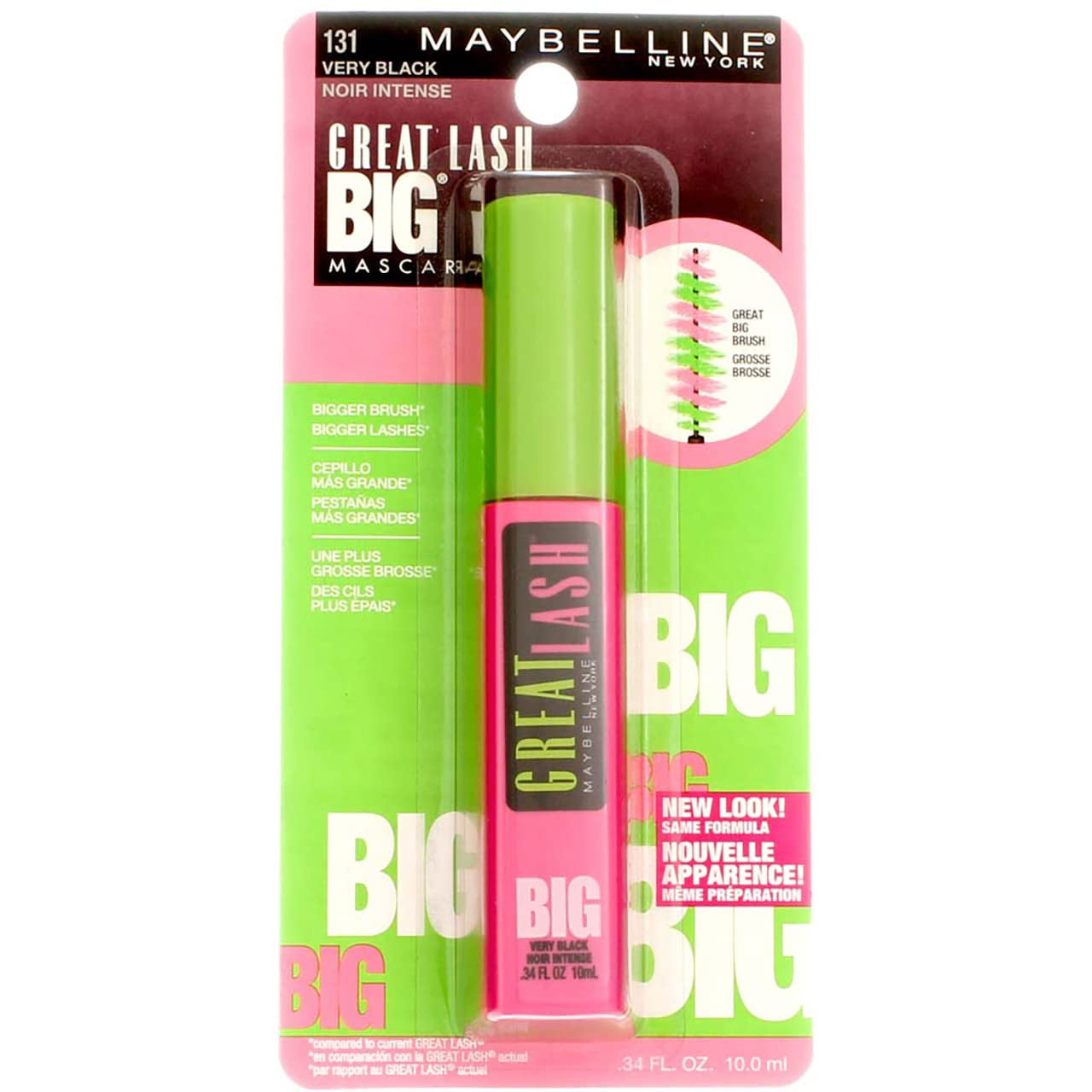 Great Lash Washable Mascara Makeup, Volumizing Lash-Doubling Formula That Conditions as It Thickens, Blackest Black, 1 Count