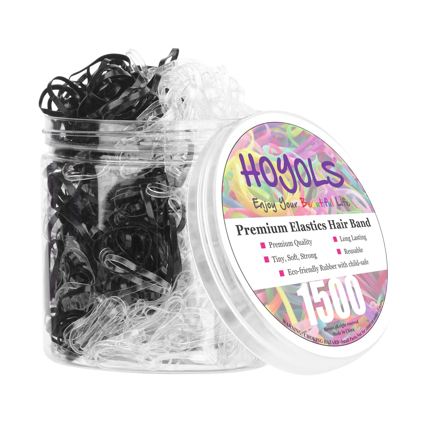 Clear Elastic Hair Rubber Bands, 1500Pcs Mini Small Clear Ponytail Elastics Holders for Blond Kids Girls Hair No Crease Damage No Hurt 1 Inch TPU