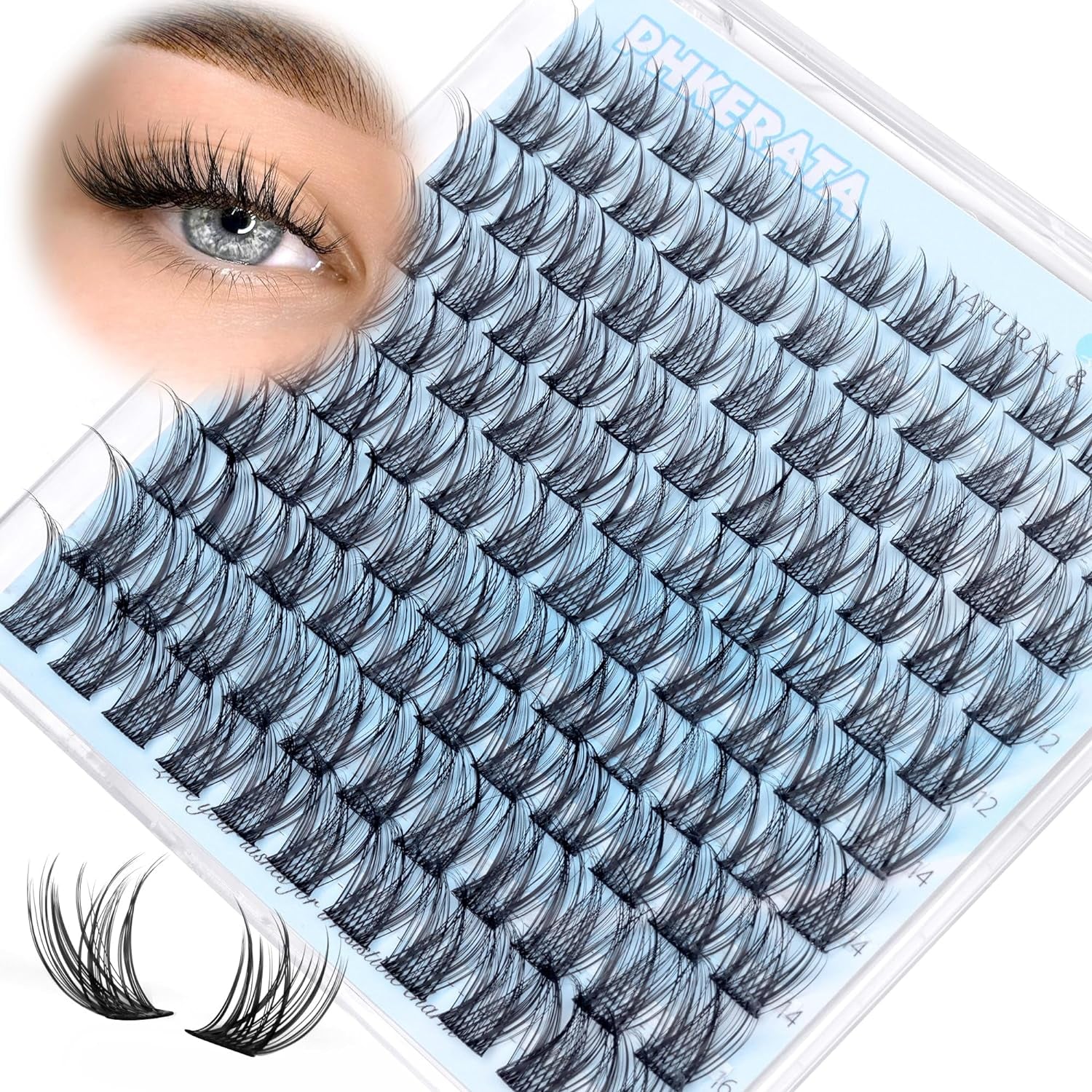 Natural Lash Clusters Wispy Eyelash Clusters 110 Pcs Cluster Eyelash Extensions C Curl Individual Lashes 10-16 Mm Mix Length Natural Look Lashes Clusters with Thin Lash Band