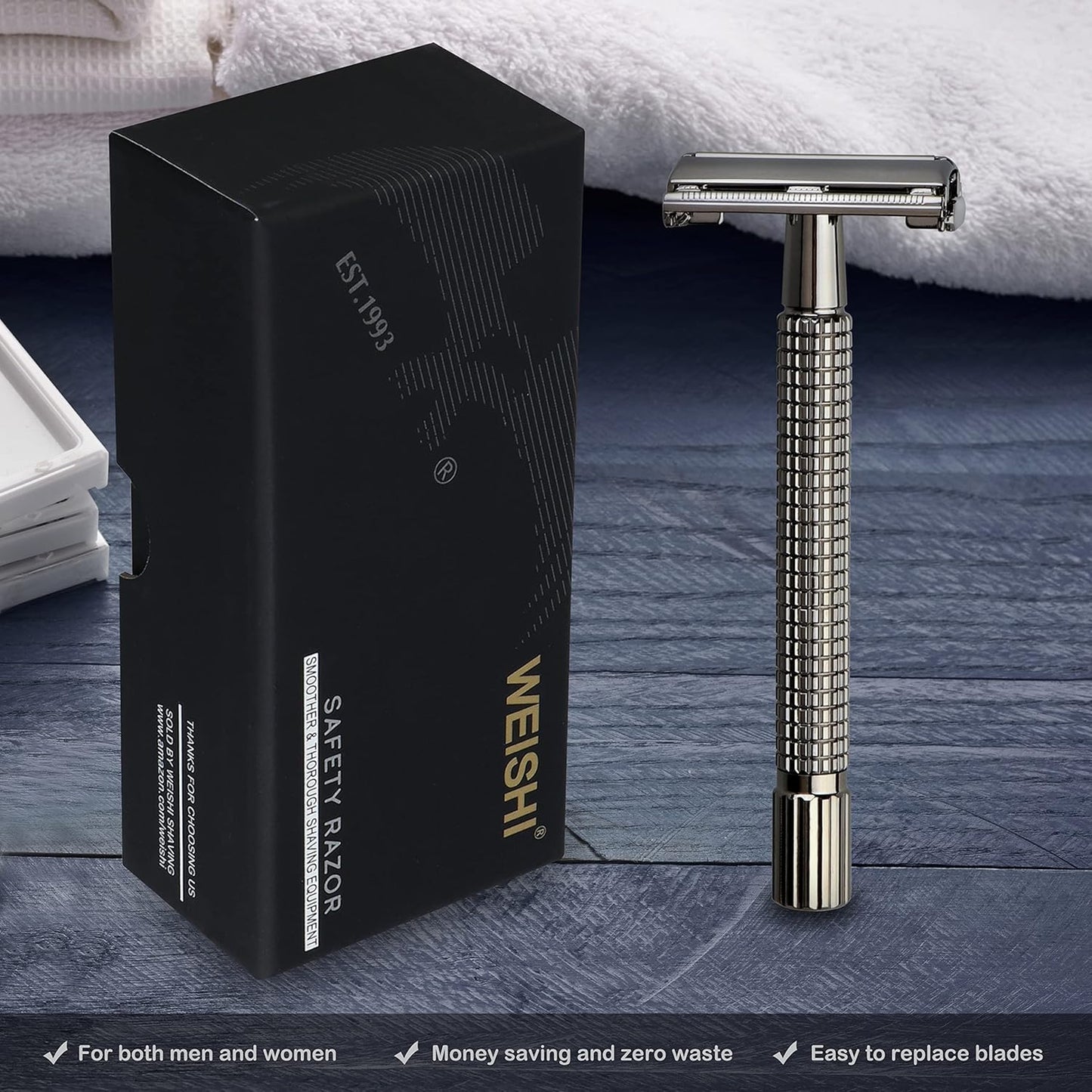 Safety Razor Double Edge Nostalgic Long Handle Butterfly Open Razor