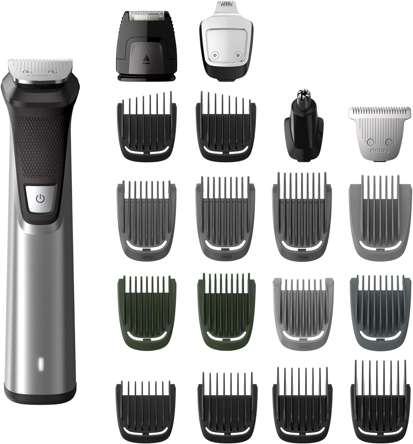 Multigroom 7000 Series, All-In-One Trimmer, Beard Trimmer and Hair Clipper, 19-Piece Men'S Grooming Kit for Beard, Head, Hair, Body, and Face, Soft Pouch, MG7910/49